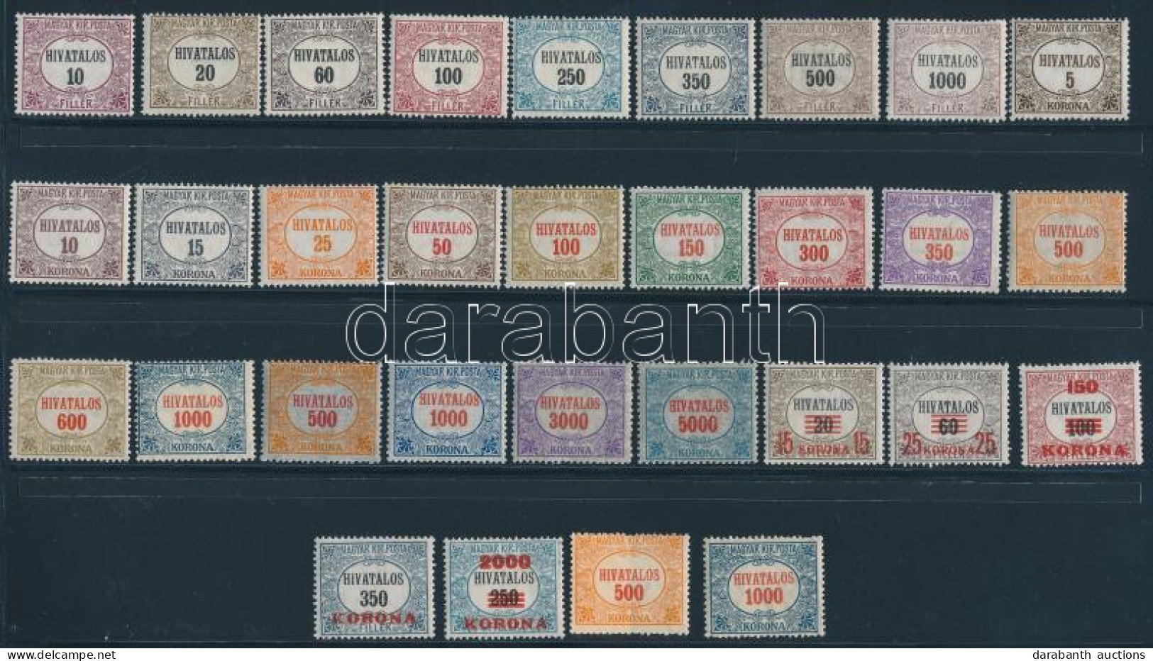 ** 1921/1924 Hivatalos Sor / Mi 1-31 Official Complete Set (Pirosszámú 50K Halvány Rozsda Pötty / Mi 11 Light Stain Spot - Autres & Non Classés