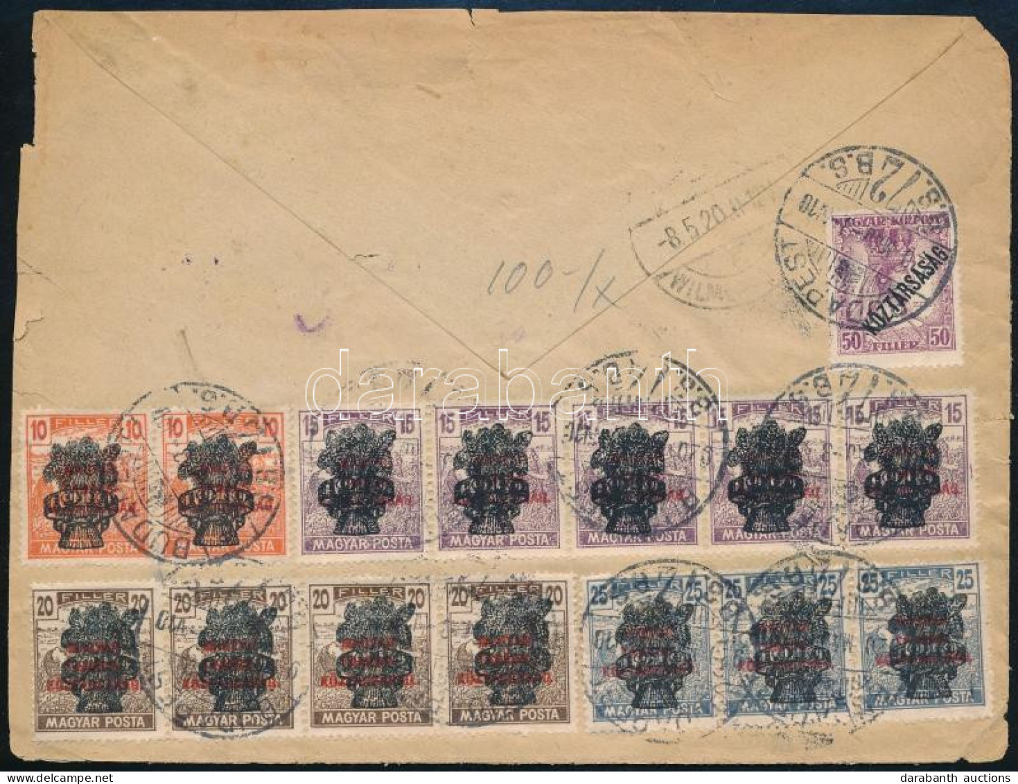 1920 Ajánlott Expressz Levél Berlinbe 14 Db Búzakalász + 1 Db Zita/Köztársaság Bélyeggel / Registered Express Cover With - Sonstige & Ohne Zuordnung