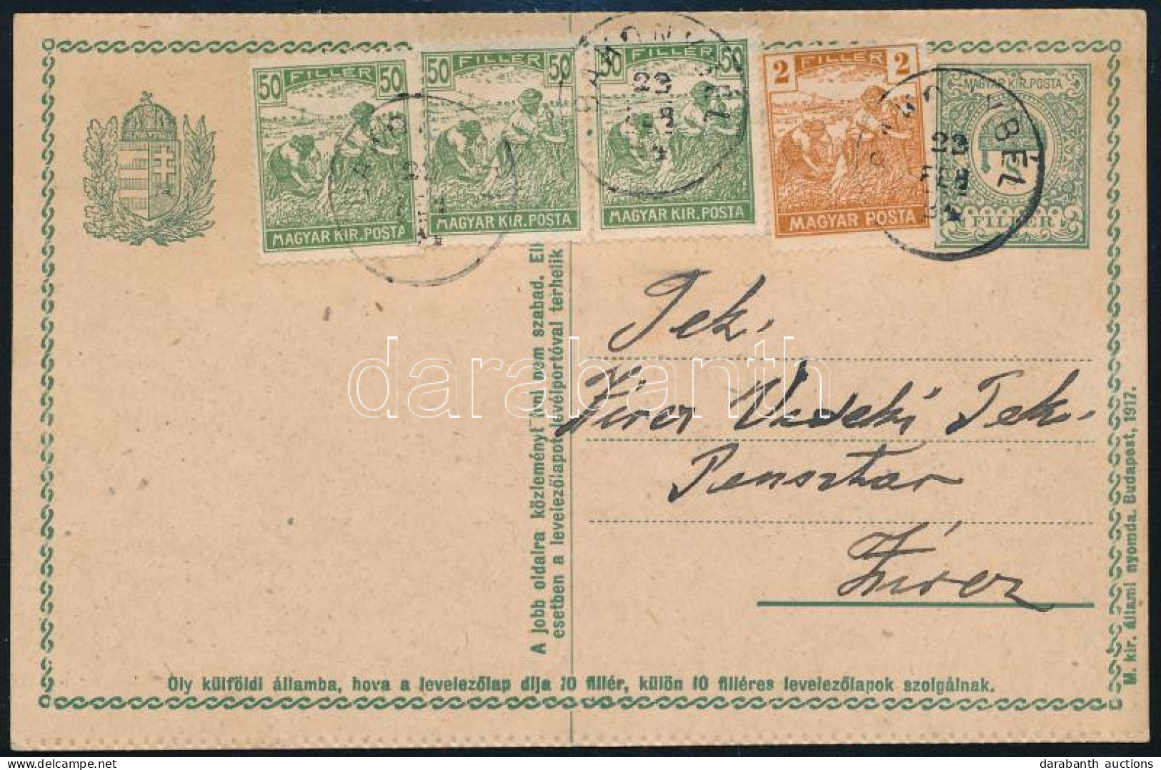 1922 4 Bélyeggel Kiegészített Díjjegyes Levelezőlap / PS-card With Additional Franking "BAKONYBÉL" - Andere & Zonder Classificatie