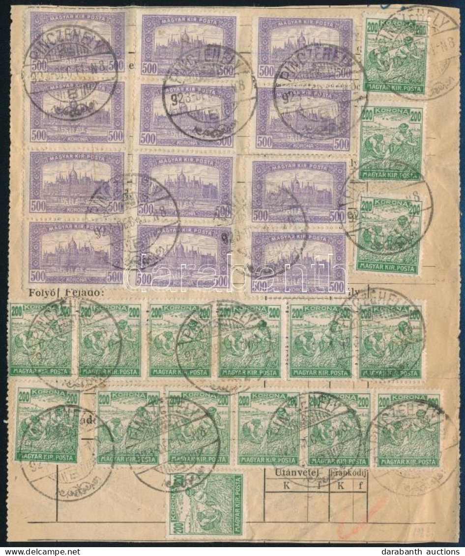 1923 Sommás Feladólap 4 Levélről 9.200K Bérmentesítéssel / Dispatch Note Of 4 Insured Covers "PINCZEHELY" - Budapest - Sonstige & Ohne Zuordnung