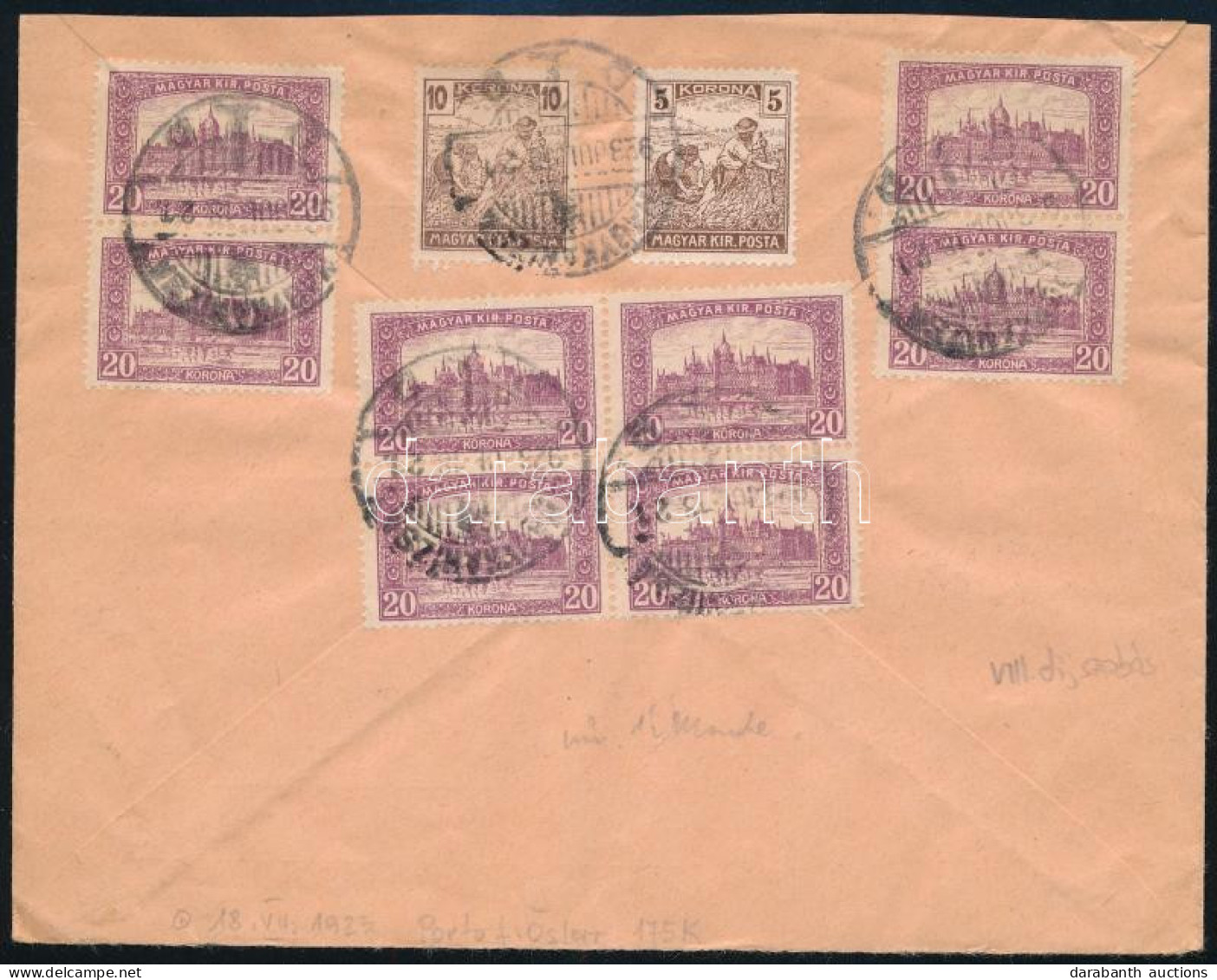 1923 Levél 10 Db Bélyeggel / Cover With 10 Stamps "NAGYKANIZSA" - Wien - Andere & Zonder Classificatie