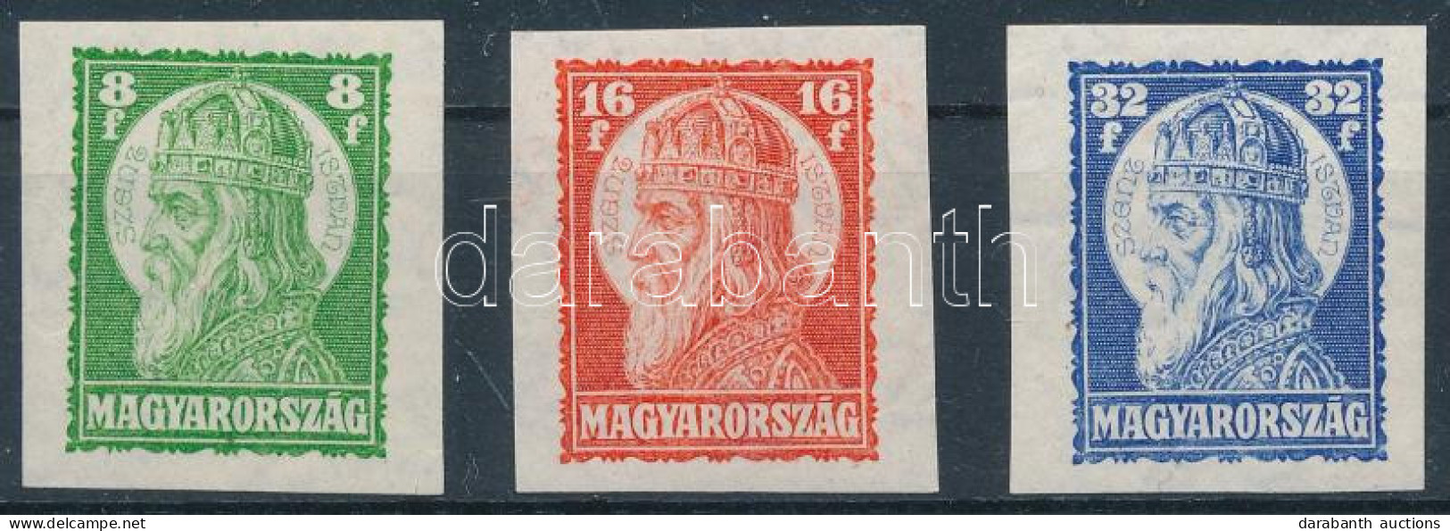 ** 1928 Szent István I. Vágott Sor (40.000) / Mi 438-440 Imperforate Set - Autres & Non Classés