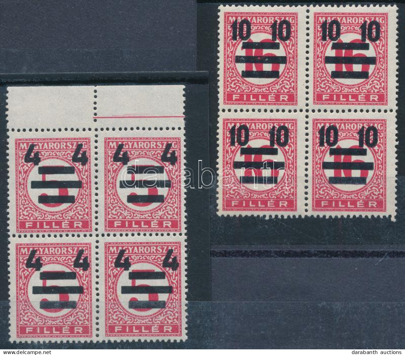 ** 1931 Kisegítő Portó B Sor Négyestömbökben / Mi P 118 + 120 Blocks Of 4, Perforation 14 : 14 1/2 - Other & Unclassified