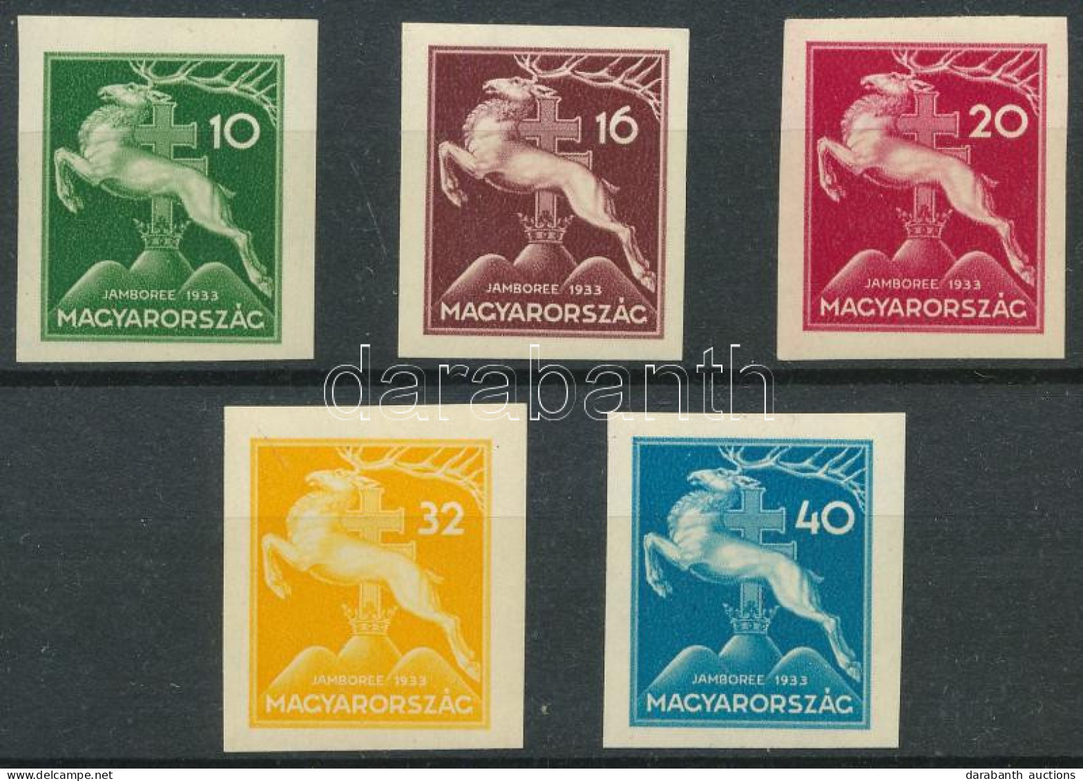 ** 1933 Cserkész Vágott Sor (40.000) / Mi 511-515 Imperforate Set - Andere & Zonder Classificatie