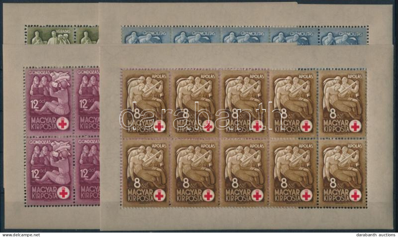 ** 1942 Vöröskereszt I. Kisívsor / Mi 691-694 Mini Sheets - Altri & Non Classificati