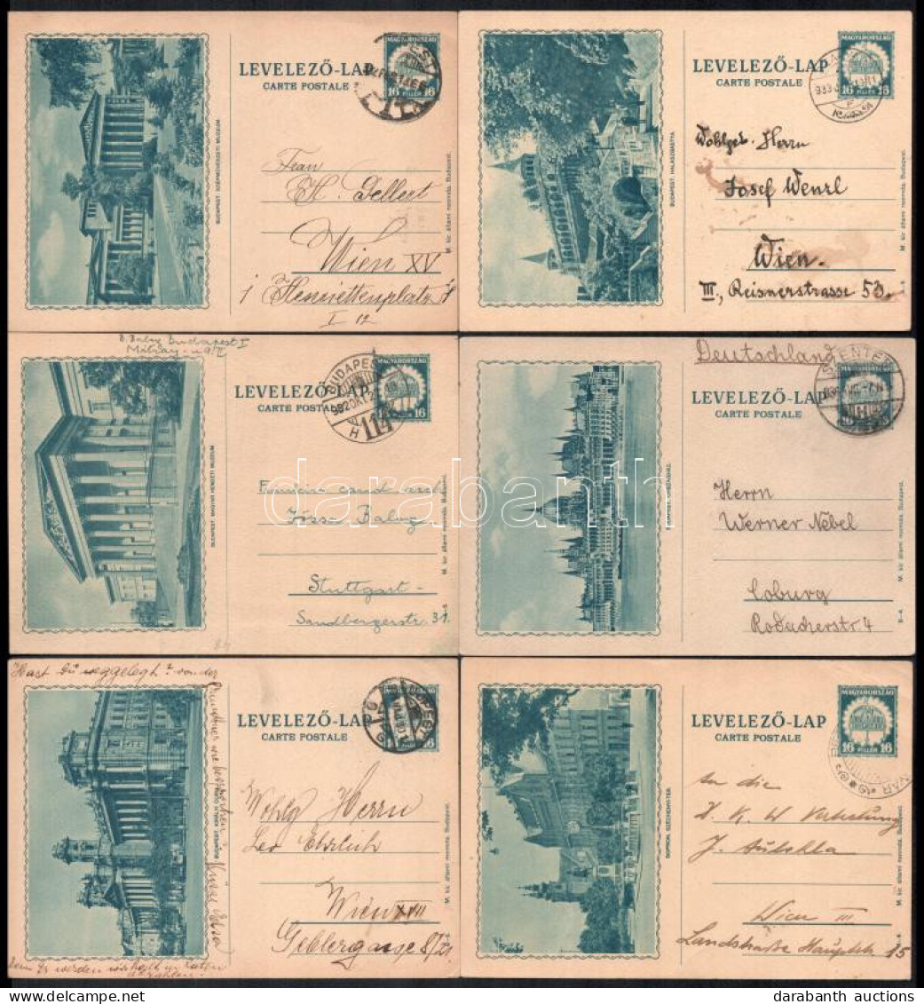 1931 Képes Levelezőlapok Külföldi Forgalom Számára, A Teljes 16f Díjjegyes Sorozat, Futott / Complete Set Of 16f PS-card - Andere & Zonder Classificatie