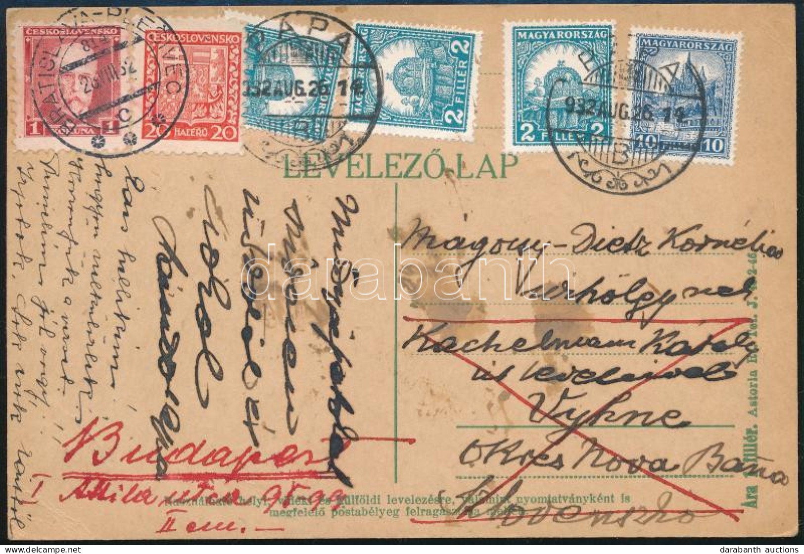 1932 Pápáról Küldött Levelezőlap Szlovákiába, Majd Visszaküldve / Postcard To Slovakia, Returned - Other & Unclassified