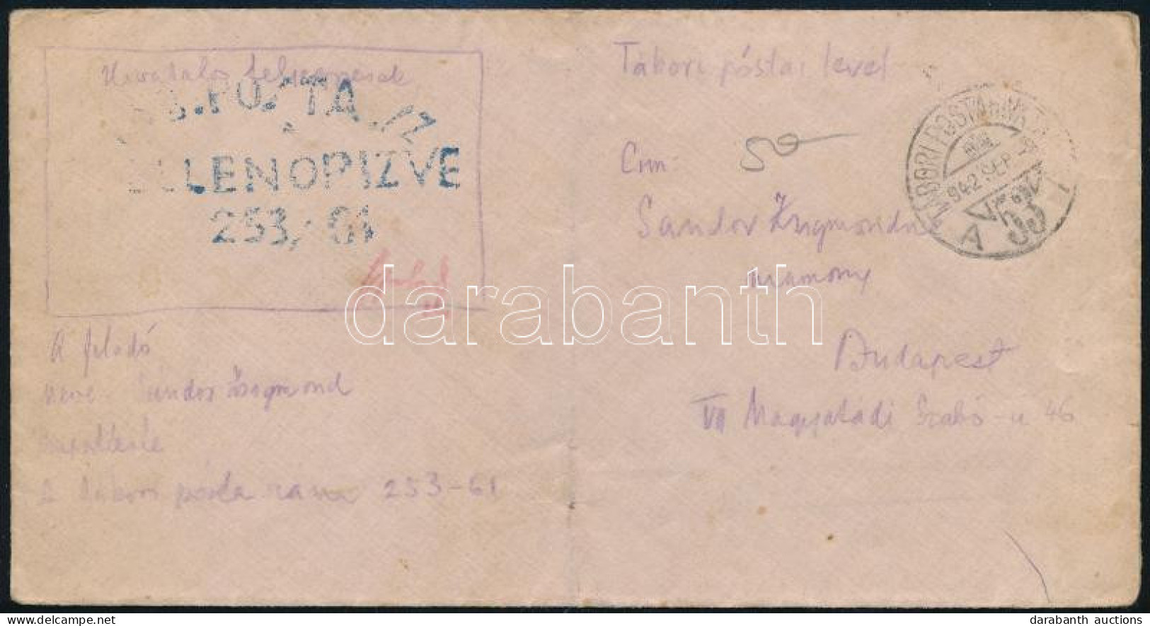 1942 Tábori Posta Levél / Field Post Cover "TP 53 A" - Andere & Zonder Classificatie