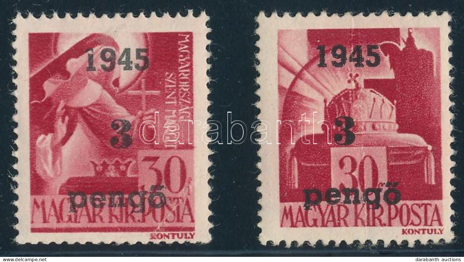 ** Nagyvárad I. 1945 2 Klf 3P/30f. Signed: Bodor (hajtottak / Folded) - Other & Unclassified