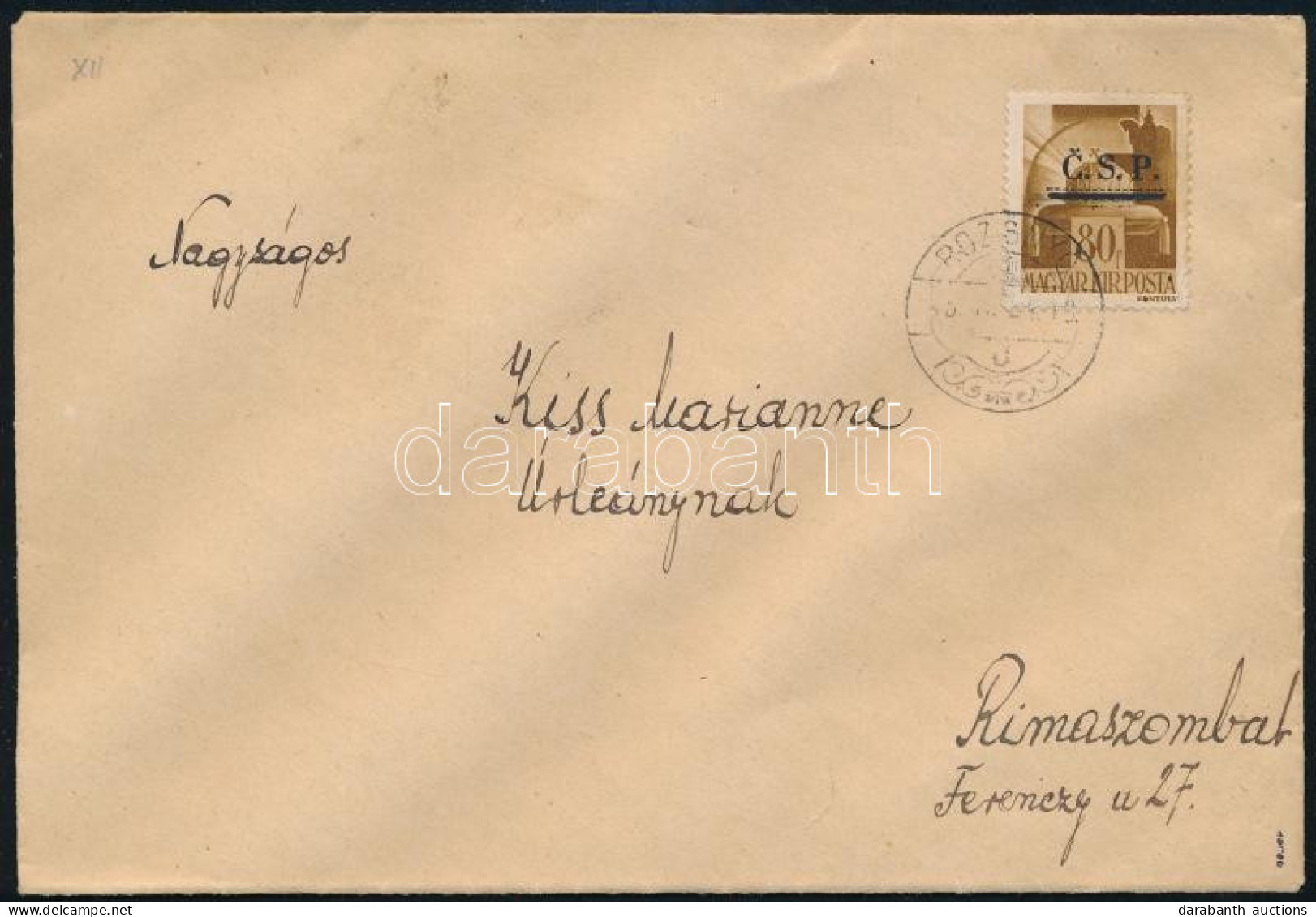 Rozsnyó 1945 Levél Rimaszombatra / Cover To Rimaszombat. Signed: Bodor - Andere & Zonder Classificatie