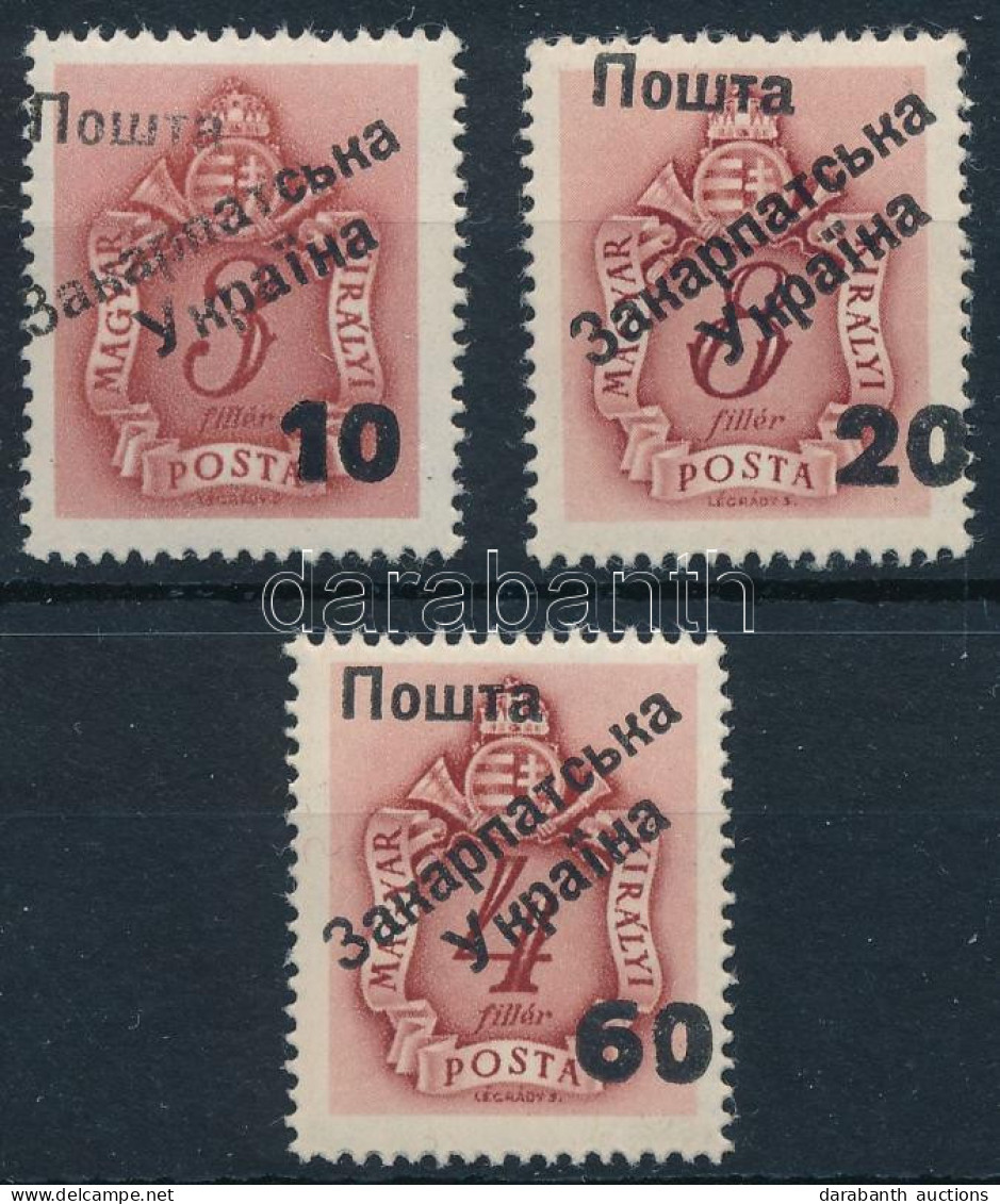 ** Ungvár II. 1945 3 Klf Portó Bélyeg. Signed: Bodor (60.000) - Autres & Non Classés