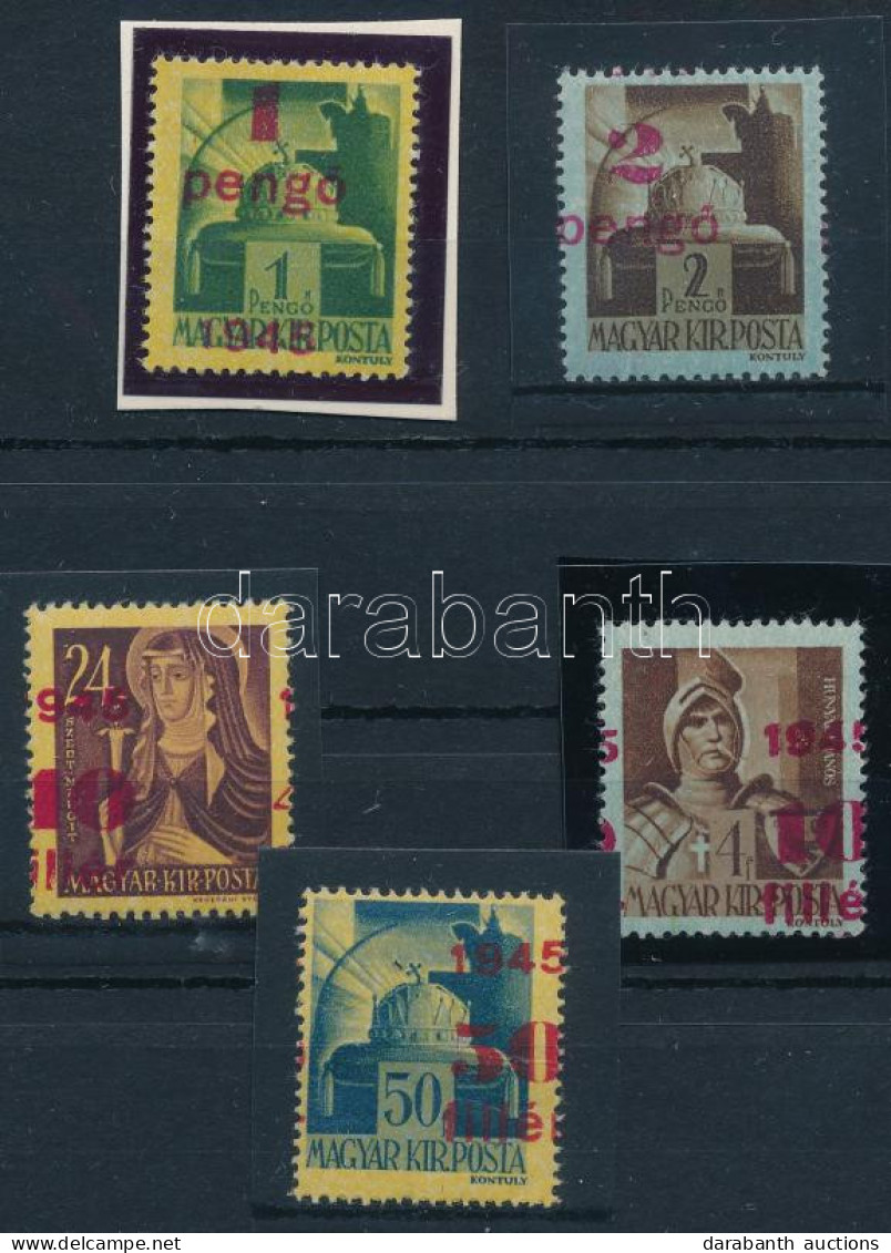 ** 1945 5 Db Kisegítő Bélyeg Elcsúszott Felülnyomással / Shifted Overprint - Andere & Zonder Classificatie