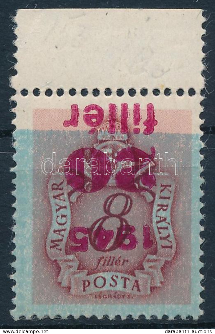 ** 1945 Kisegítő Portó 20f/8f Fordított Felülnyomással és Elcsúszott Alapnyomattal / Mi P 167 Shifted Burelage And Inver - Andere & Zonder Classificatie