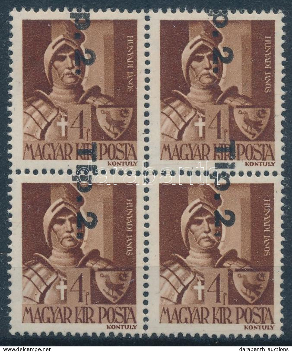 ** 1946 Betűs Tlp.2./4f Négyestömb Elcsúszott Felülnyomással / Mi 865 Block Of 4 With Shifted Overprint - Altri & Non Classificati