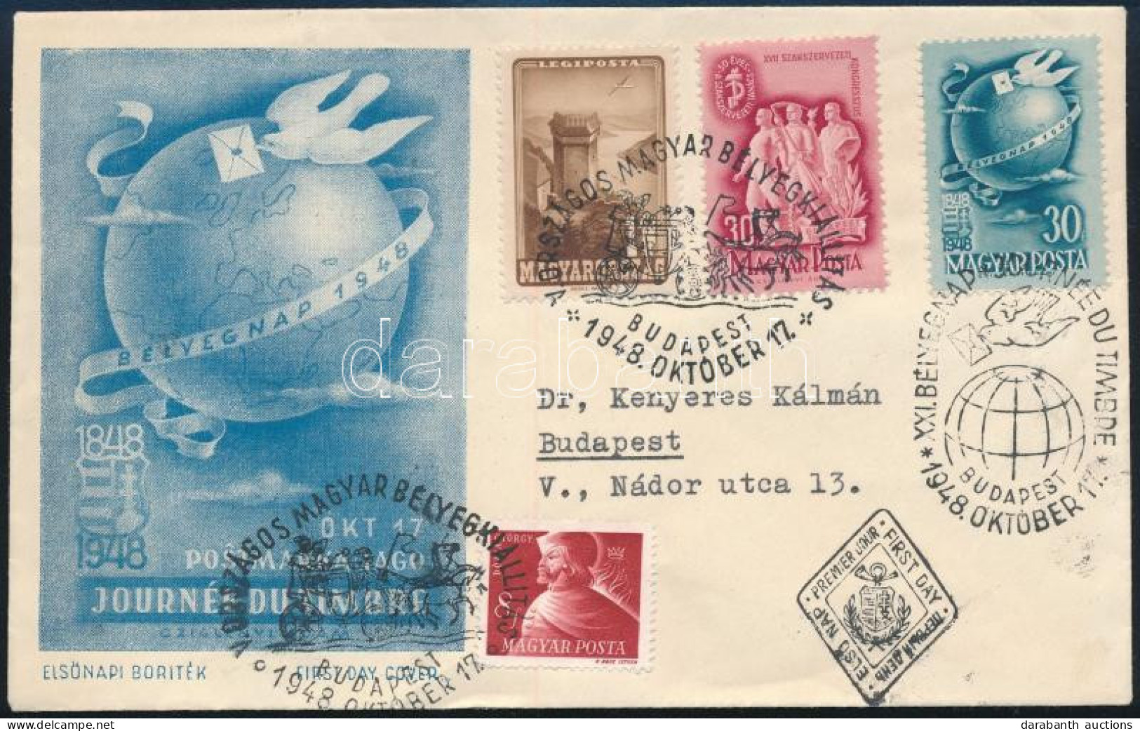 1948 Levélen Szakszervezet és Bélyegnap Bélyegek Első Napi Bélyegzéssekkel / Mi 1034-1035 On FDC - Autres & Non Classés