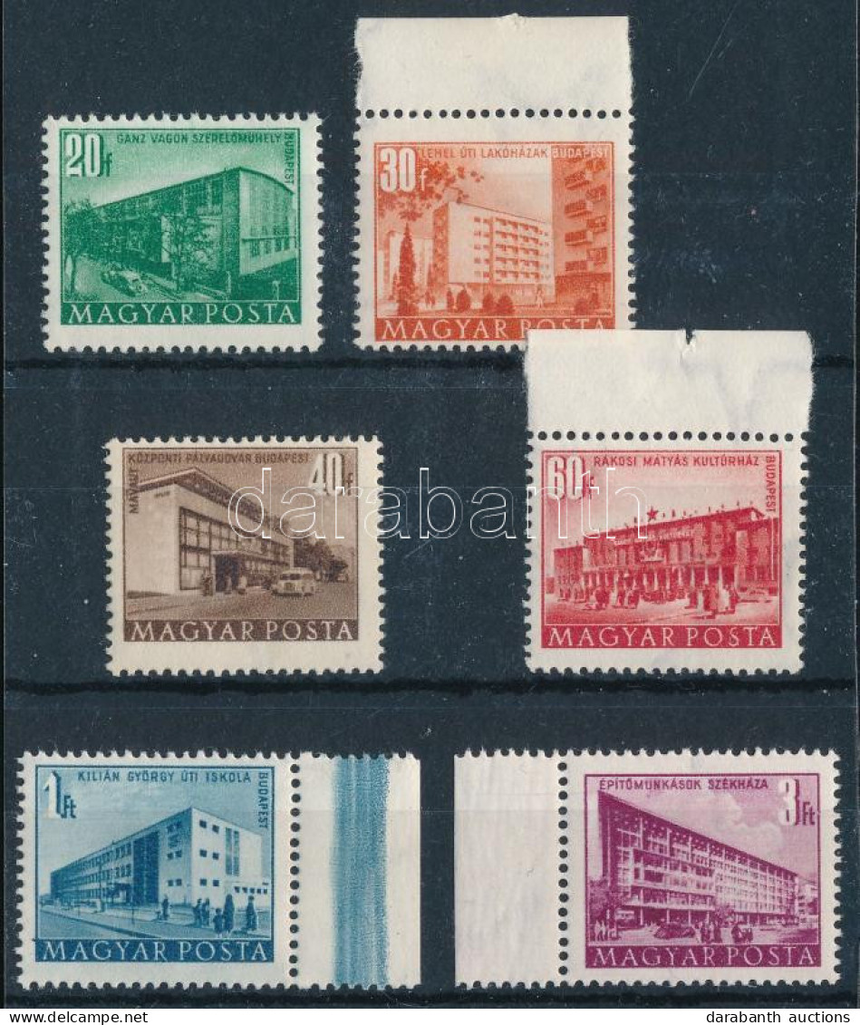 ** 1951 Épületek 6 Klf Bélyeg XII. A álló Vízjellel (15.000) / 6 Stamps, Watermark XII. A - Altri & Non Classificati