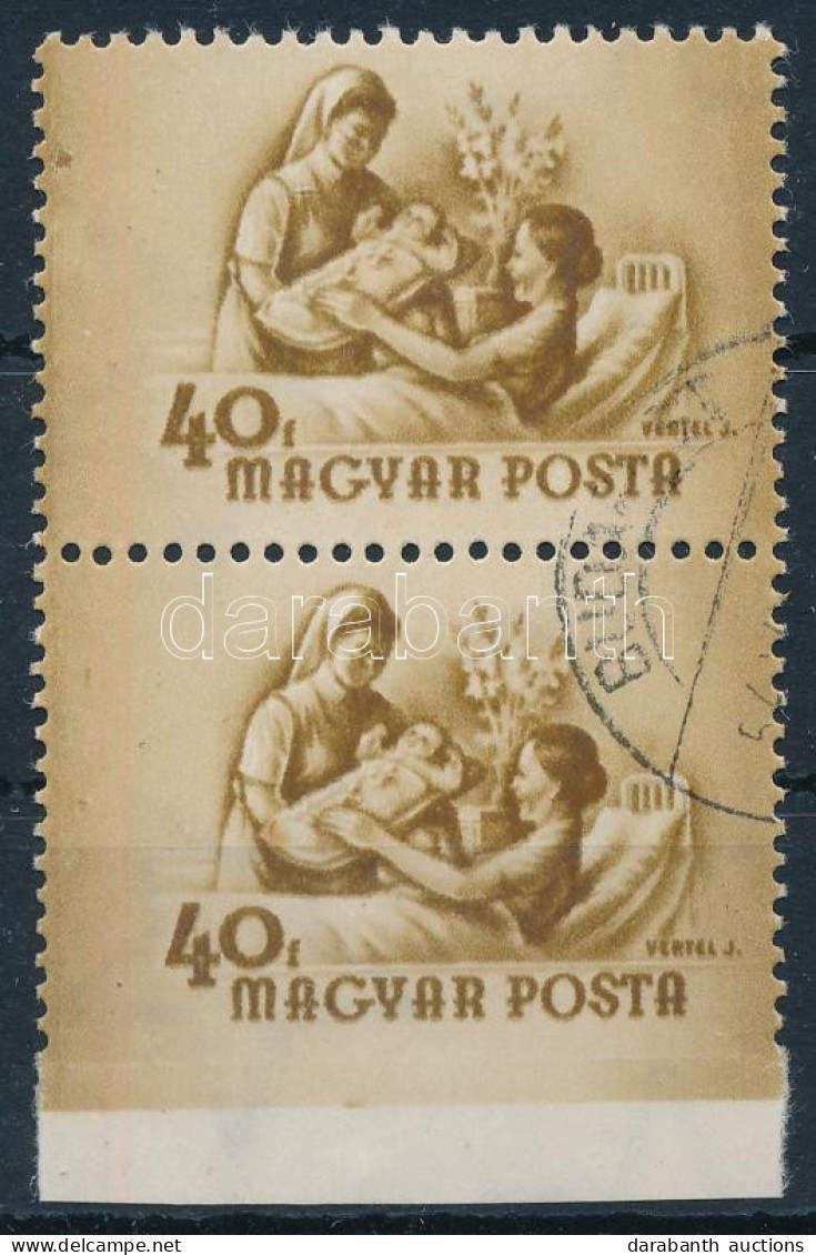 O 1954 Anya- és Csecsemővédelem 40f Függőleges Pár Alul Fogazatlan / Mi 1365 Pair, Impetforate Below - Andere & Zonder Classificatie