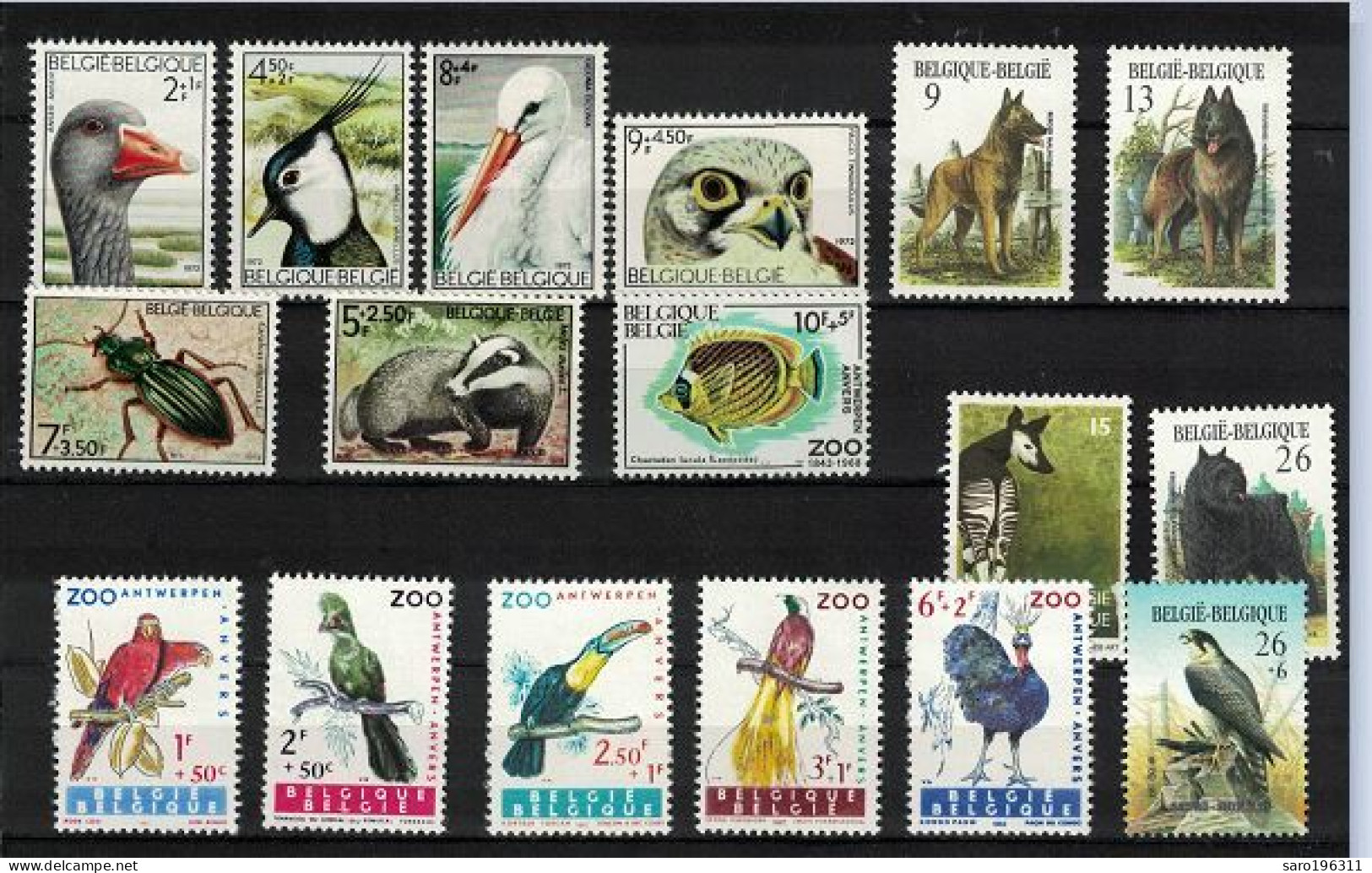 - 50 %  SOUS FACIALE /  LOT  ANIMAUX ** / MNH  734 FB  à - 50 % =  367 FB = 9,10 Euro  ( 4 Scan ) - Collections