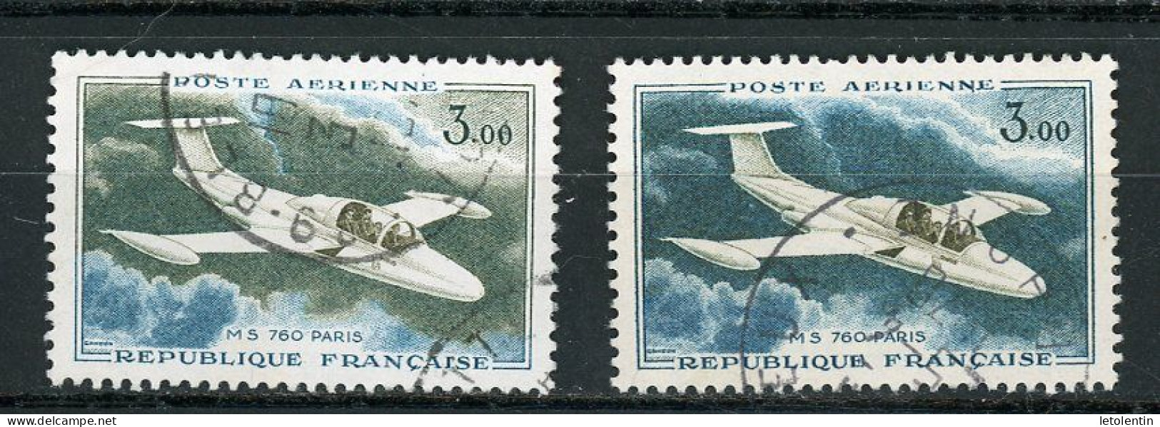 FRANCE -  POSTE AERIENNE - N° Yvert N° 39+39b OBL - 1927-1959 Matasellados