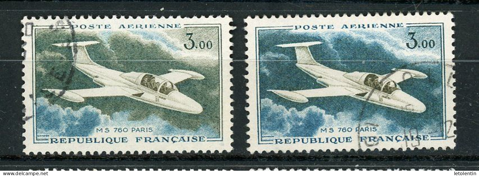 FRANCE -  POSTE AERIENNE - N° Yvert N° 39+39b OBL - 1927-1959 Matasellados