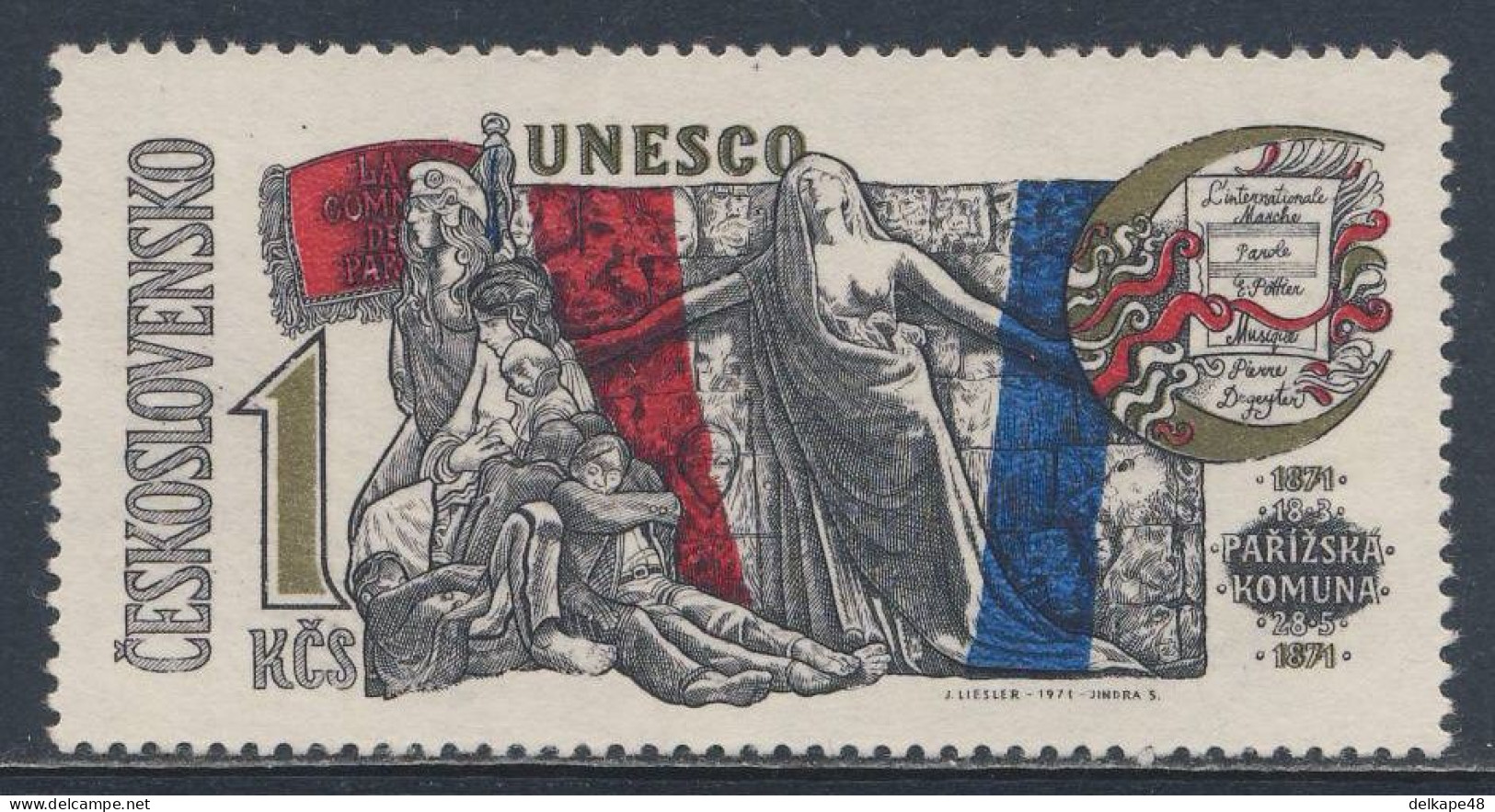 Tschechoslowakei Czechoslovakia 1971 Mi 1992 YT 1840 SG 1950 ** 100 Jahre Pariser Kommune, Denkmal / Unesco - UNESCO