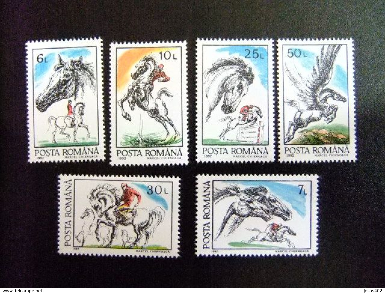 111 RUMANIA  / POSTA ROMANA 1992 / DISEÑOS De CABALLOS / YVERT 3997 / 4002 ** MNH - Unused Stamps