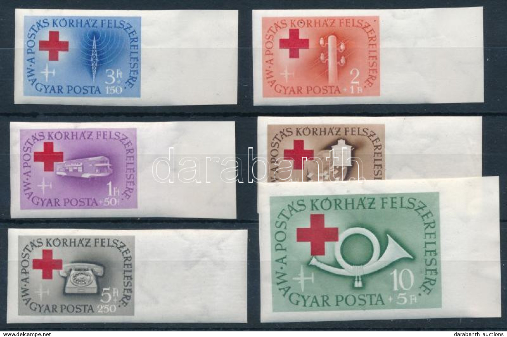 ** 1957 Postakórház Vágott ívszéli Sor (20.000) / Mi 1490-1495 Imperforate Margin Set - Sonstige & Ohne Zuordnung