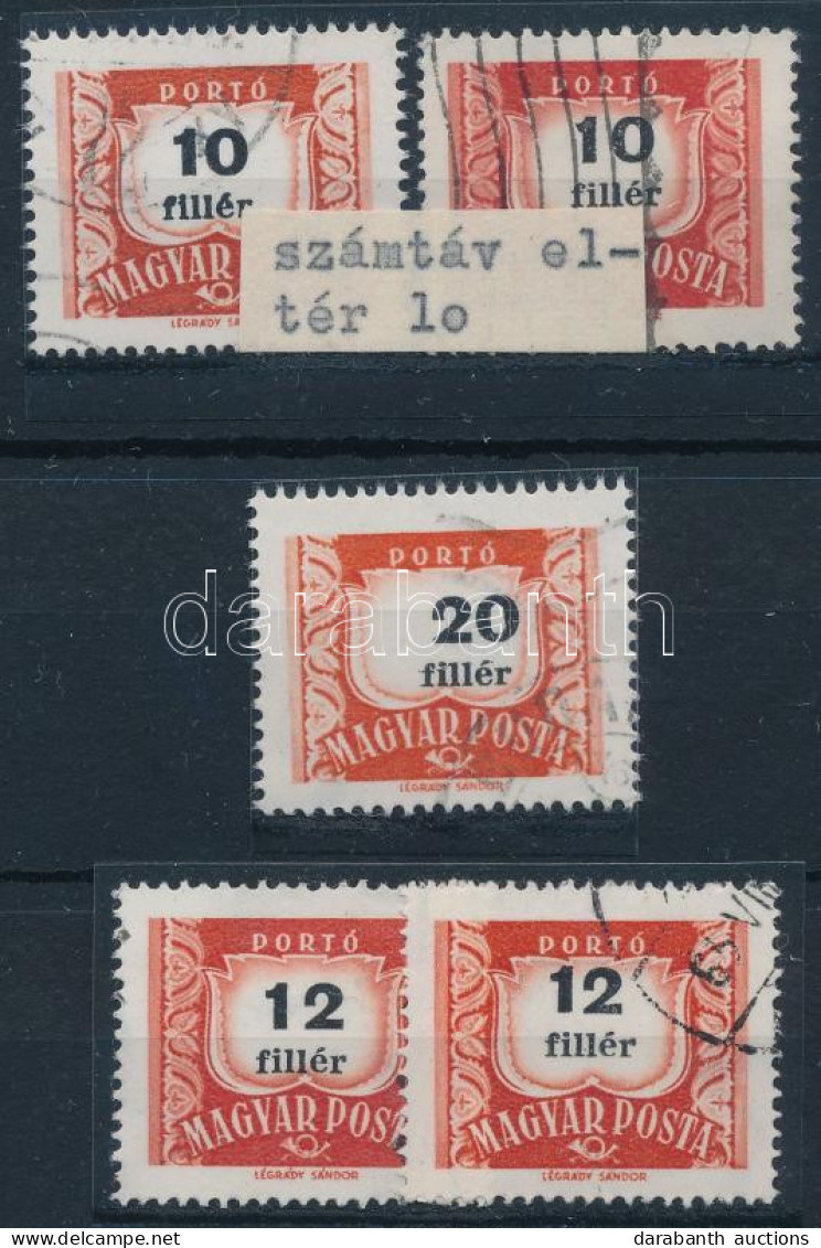 O 1958 Vörös-fekete Portó 4 Db Bélyeg Elcsúszott értékszámmal, Hibával / Postage Due Stamps With Shifted Numbers - Sonstige & Ohne Zuordnung