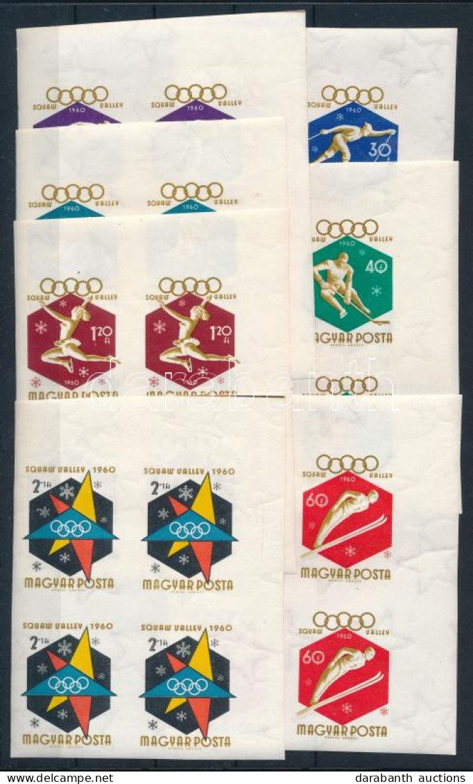 ** 1960 Téli Olimpia Vágott Sor ívsarki Négyestömbökben (16.000) (szokásos Ráncok) / Mi 1668-1674 Imperforate Corner Blo - Autres & Non Classés