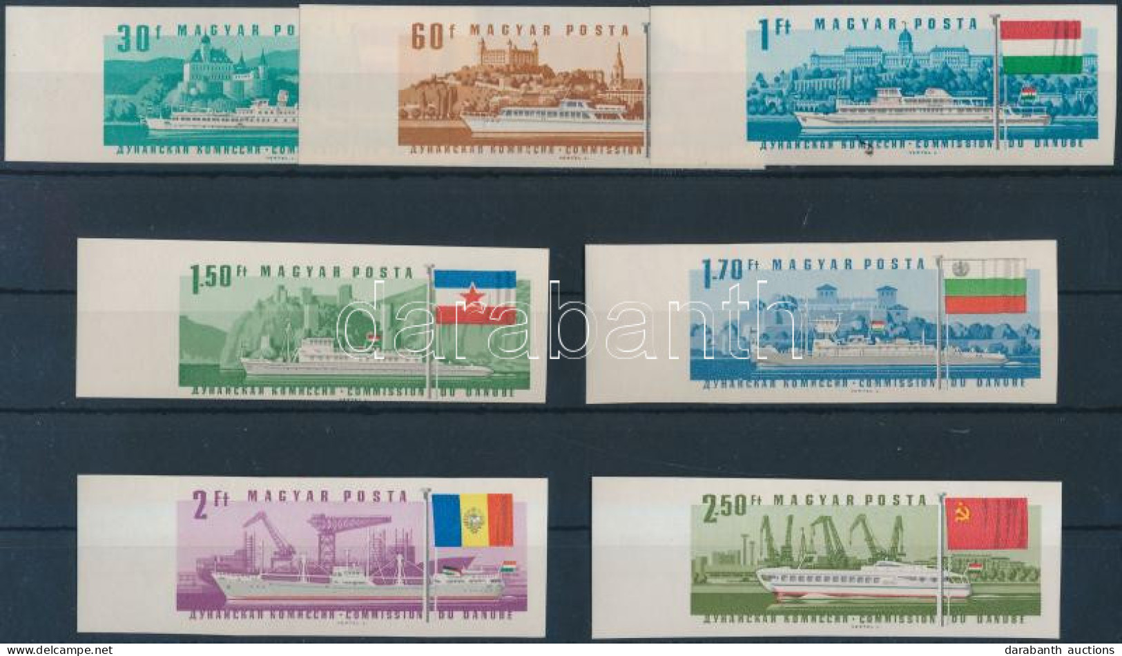 ** 1967 Duna-bizottság ívszéli Vágott Sor (35.000) / Mi 2323-2329 Imperforate Margin Set - Sonstige & Ohne Zuordnung