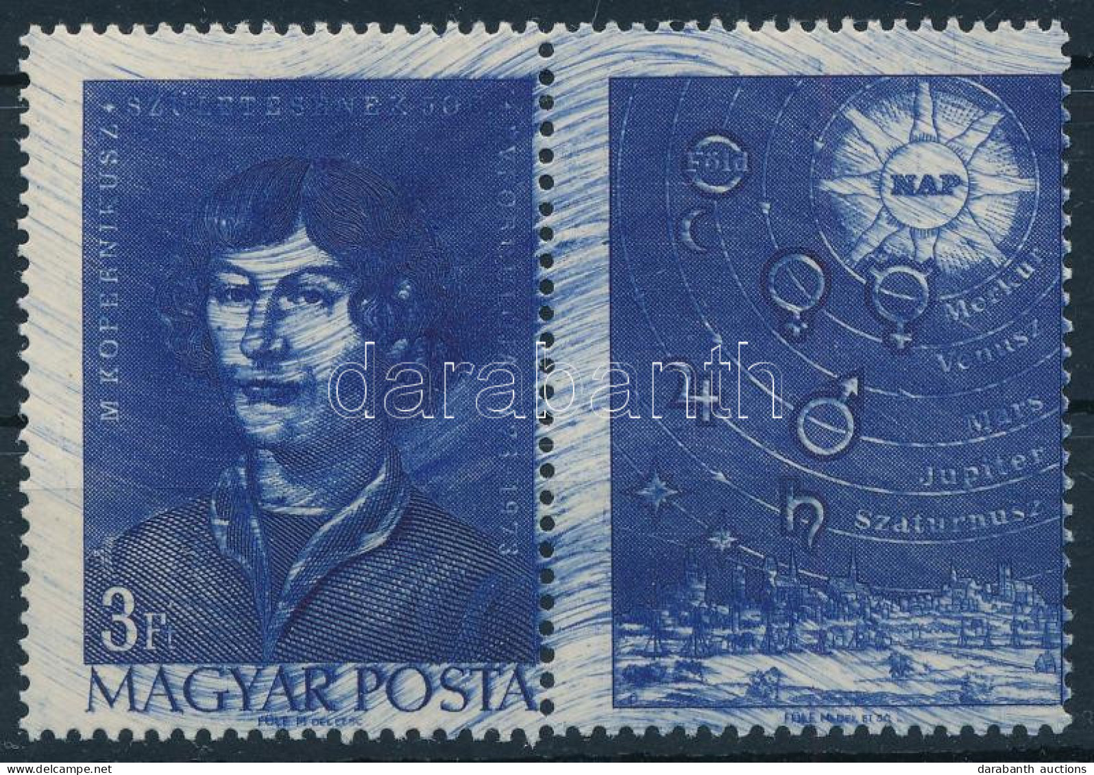 ** 1973 Kopernikusz Szelvényes Bélyeg Elfogazva, Látványos Festékelkenődés / Mi 2845, Paint Smearing - Other & Unclassified