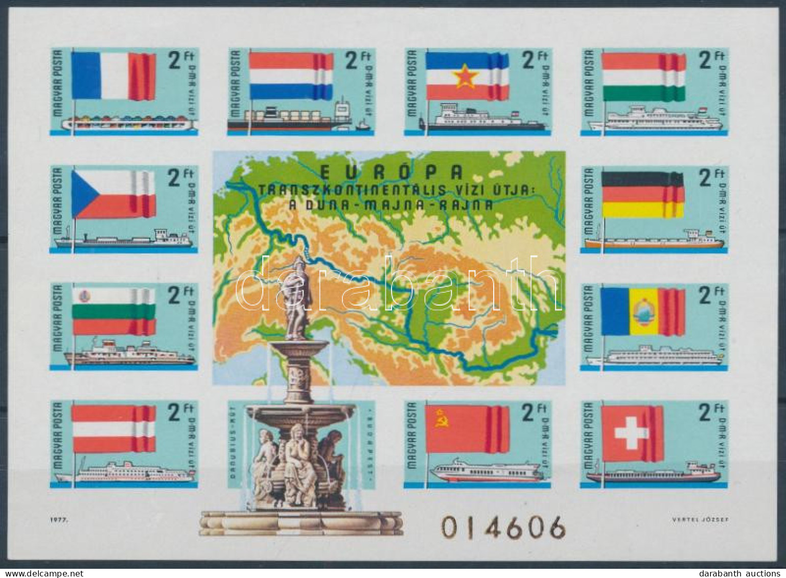 ** 1977 Duna-Majna-Rajna Vágott Blokk (25.000) / Mi 128 Imperforate Block - Andere & Zonder Classificatie