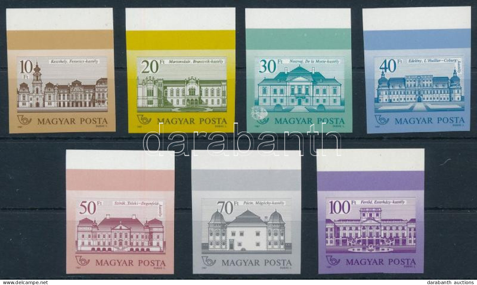 ** 1987 Kastélyok II. ívszéli Vágott Sor (30.000+) / Mi 3901-3904 + 3914-3916 Imperforate Margin Set - Autres & Non Classés