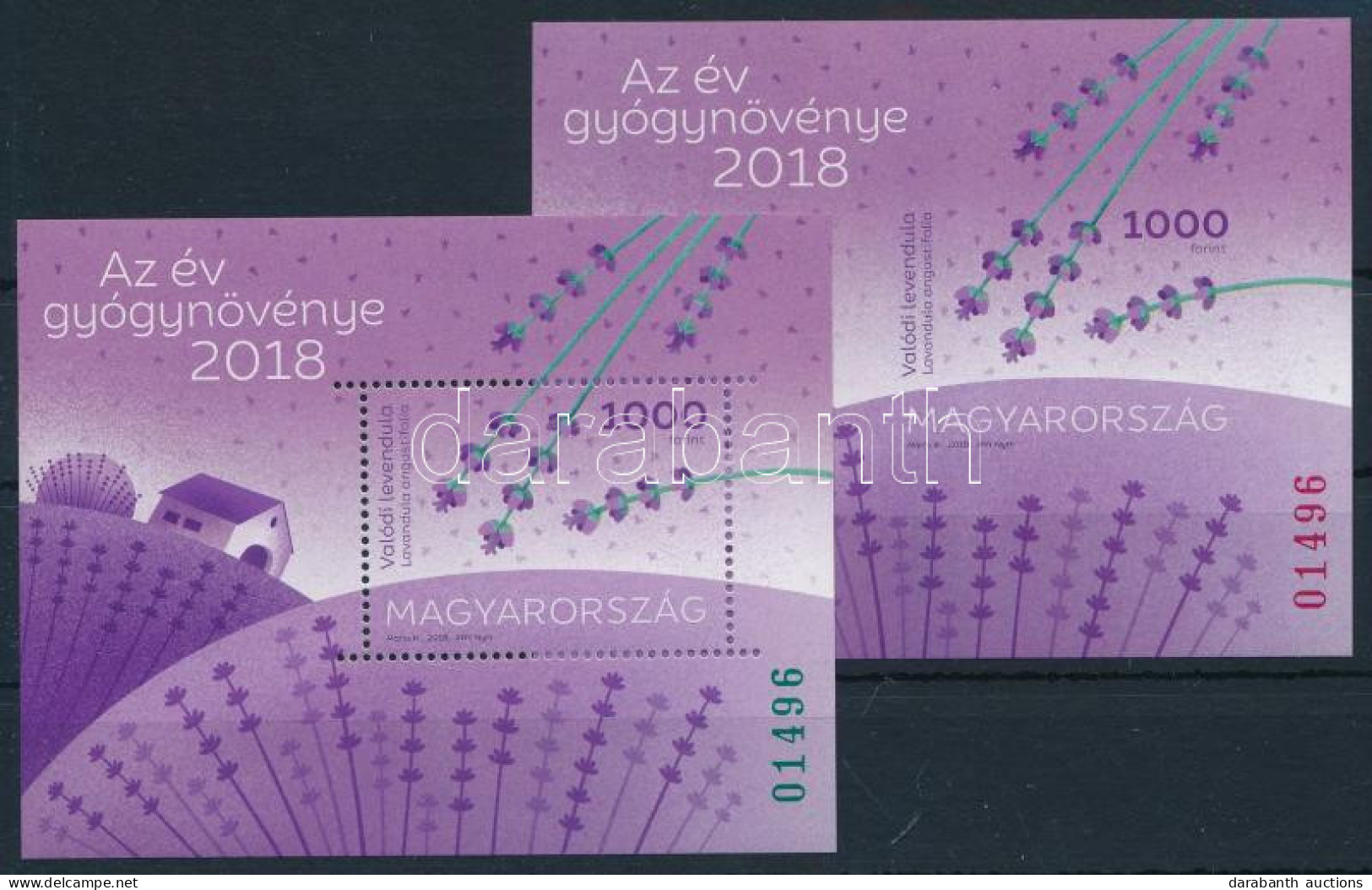 ** 2018 Az év Gyógynövénye Levendula Blokkpár Azonos Sorszámmal / Mi 412 Block Pair With Same Number - Other & Unclassified