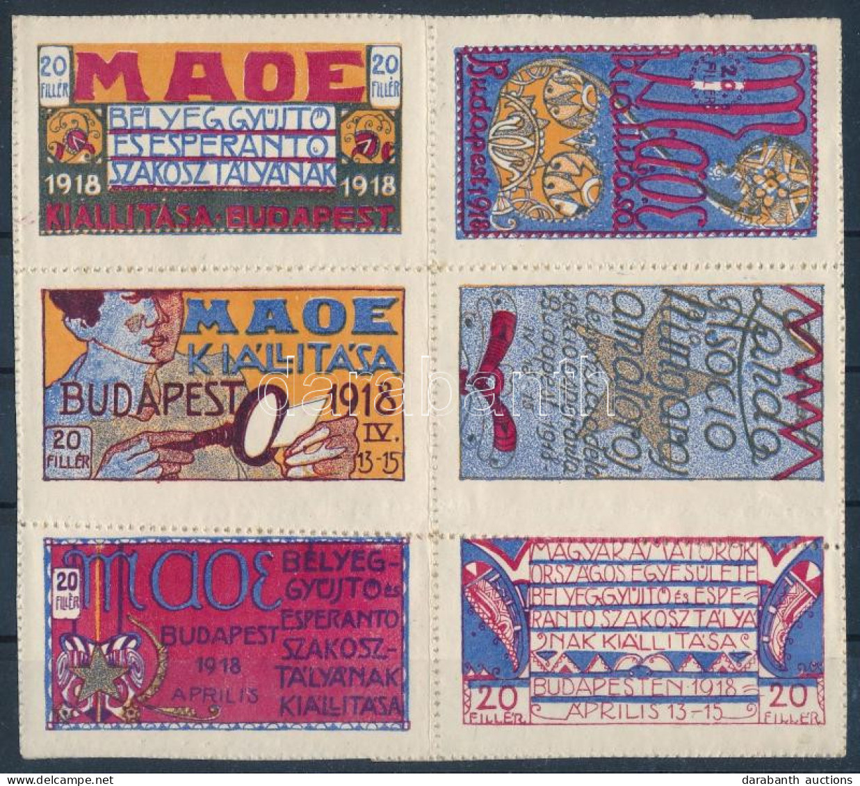 ** 1918/1a MAOE Kiállítás Emlékív (ívszélek Hiányoznak) (16.000) / Souvenir Sheet - Missing Margins - Autres & Non Classés
