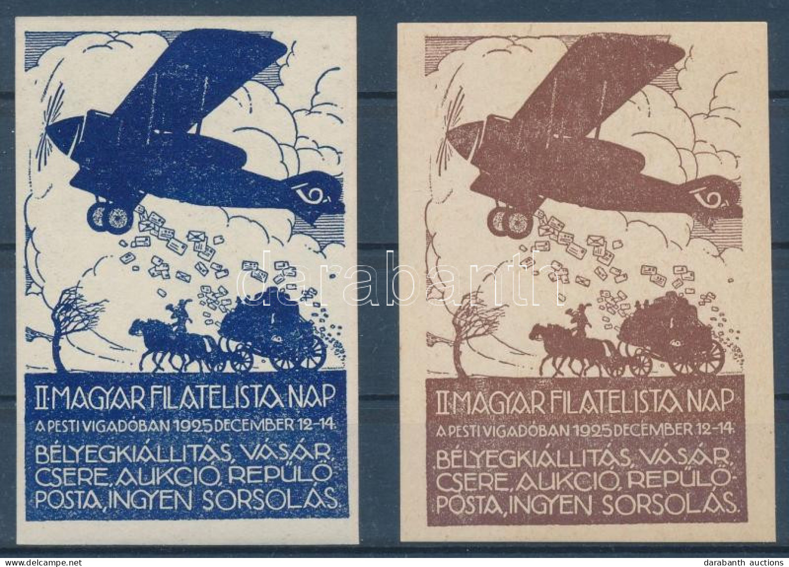 ** 1925/4a+4ba II. Magyar Filatelista Nap Emlékív Pár (32.000) / Souvenir Sheet Pair - Sonstige & Ohne Zuordnung