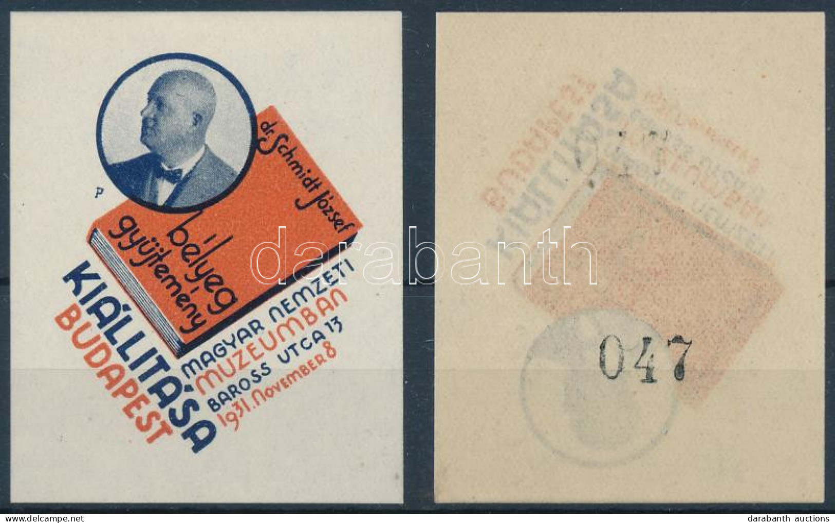 ** 1931/3a + 3b Schmidt Bélyeggyűjtemény Kiállítás Emlékív Blokk (12.000) / Souvenir Sheet Pair - Andere & Zonder Classificatie