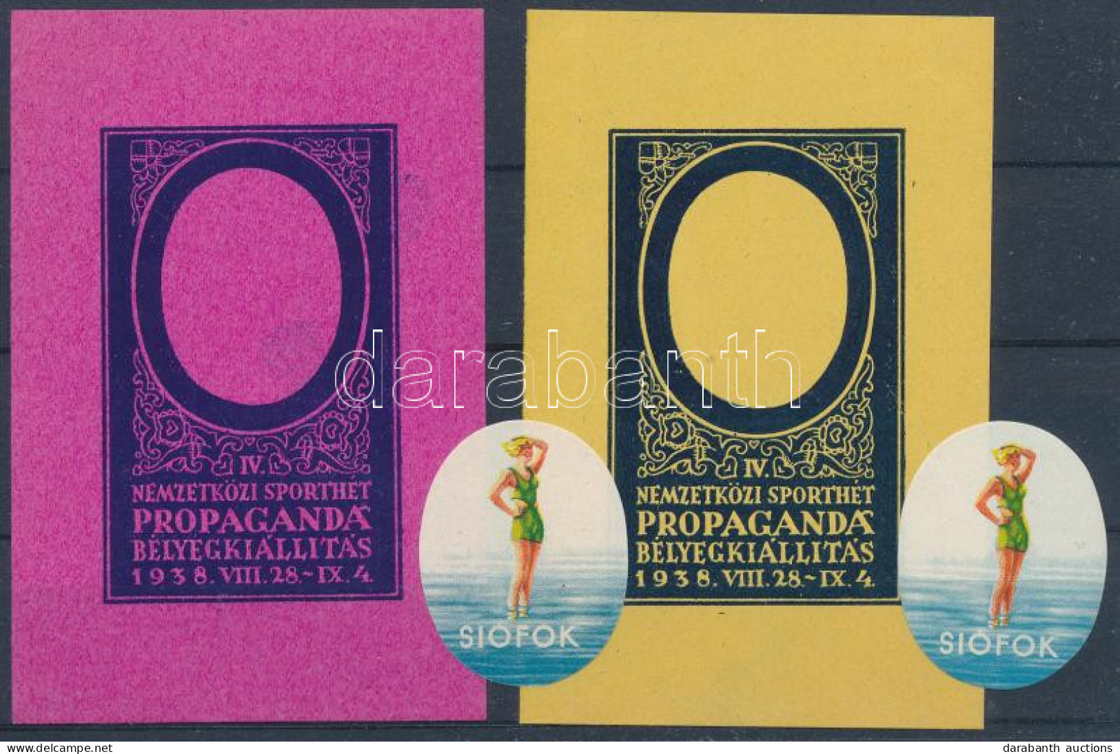 ** 1938/5a + 5b Siófoki Nemzetközi Sporthét Emlékív Fázisnyomat / Souvenir Sheet Phase Print - Altri & Non Classificati