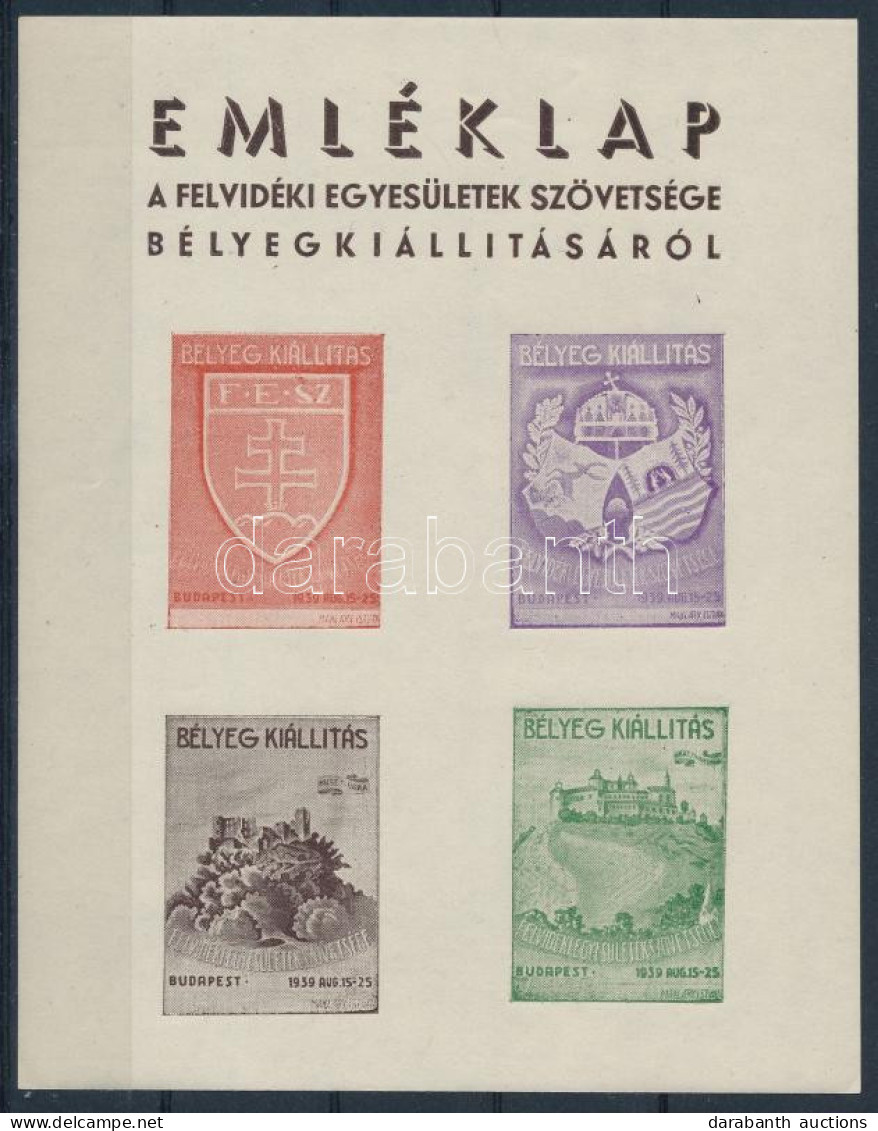 ** 1939/4b Felvidéki Egyesületek Szövetsége Bélyegkiállítás Vágott Emlékív / Souvenir Sheet - Andere & Zonder Classificatie