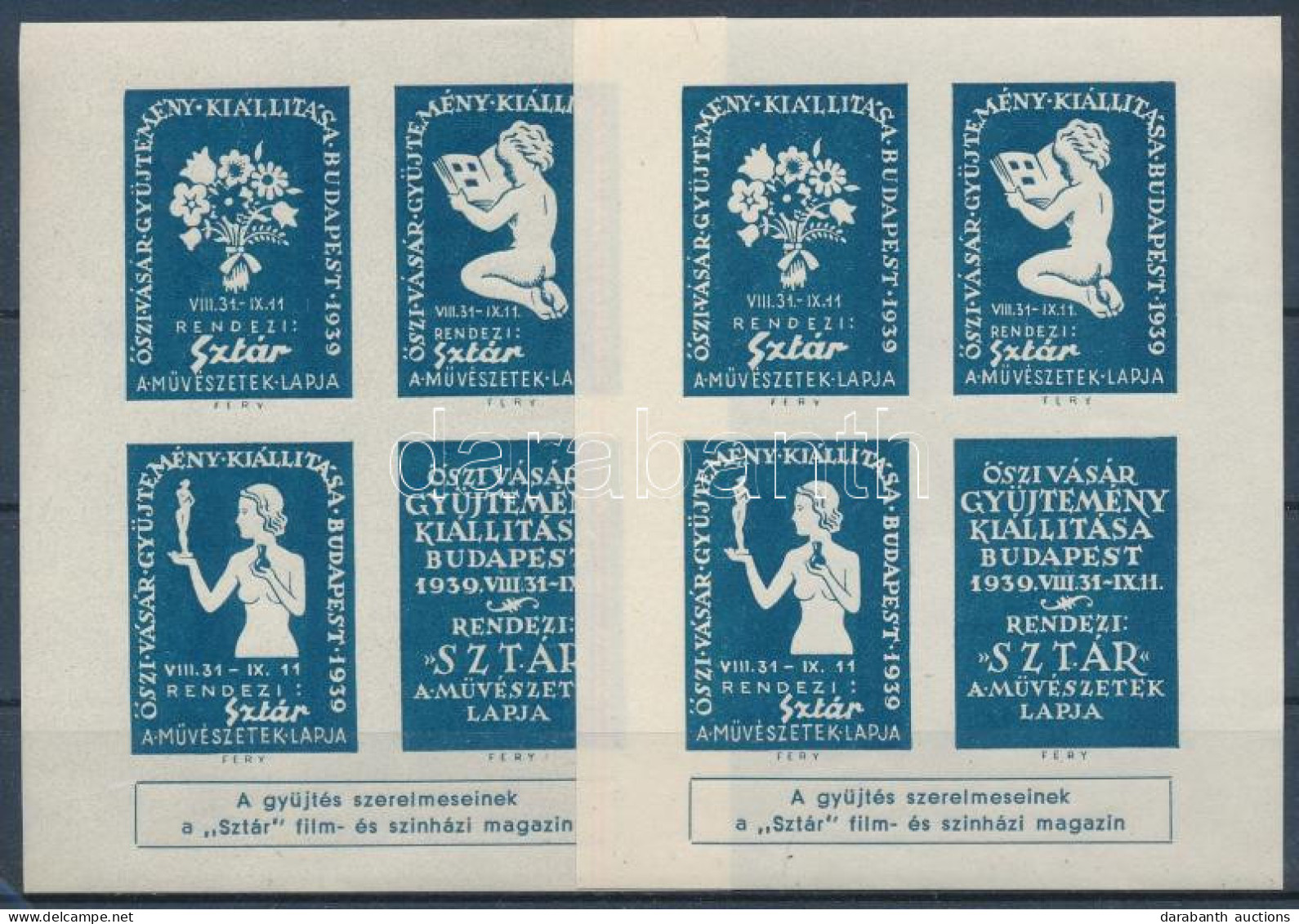 ** 1939/ 5ab 2 Db Őszi Vásár Gyűjtemény Kiállítása Emlékív (10.000) / 2 X Souvenir Sheet - Altri & Non Classificati