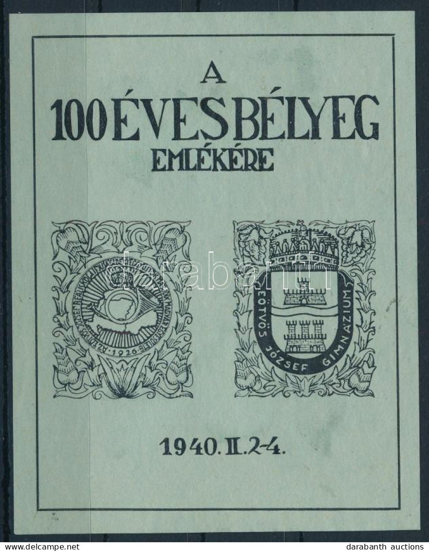 (*) 1940 A 100 éves Bélyeg Emlékére Emlékív / Souvenir Sheet - Altri & Non Classificati