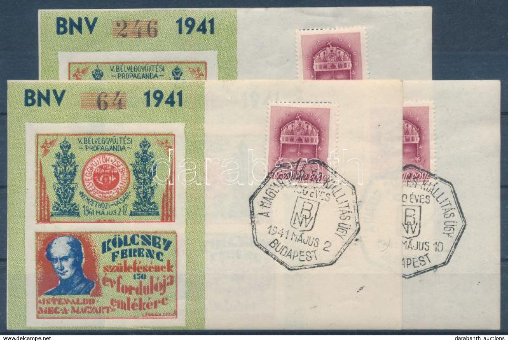 O 1941/6aa Kölcsey Ferenc 3 Db-os Emlékív Garnitúra 3 Klf. Dátummal - 05.02.+ 05.10.+ 05.12. (30.000) / Souvenir Sheet C - Autres & Non Classés