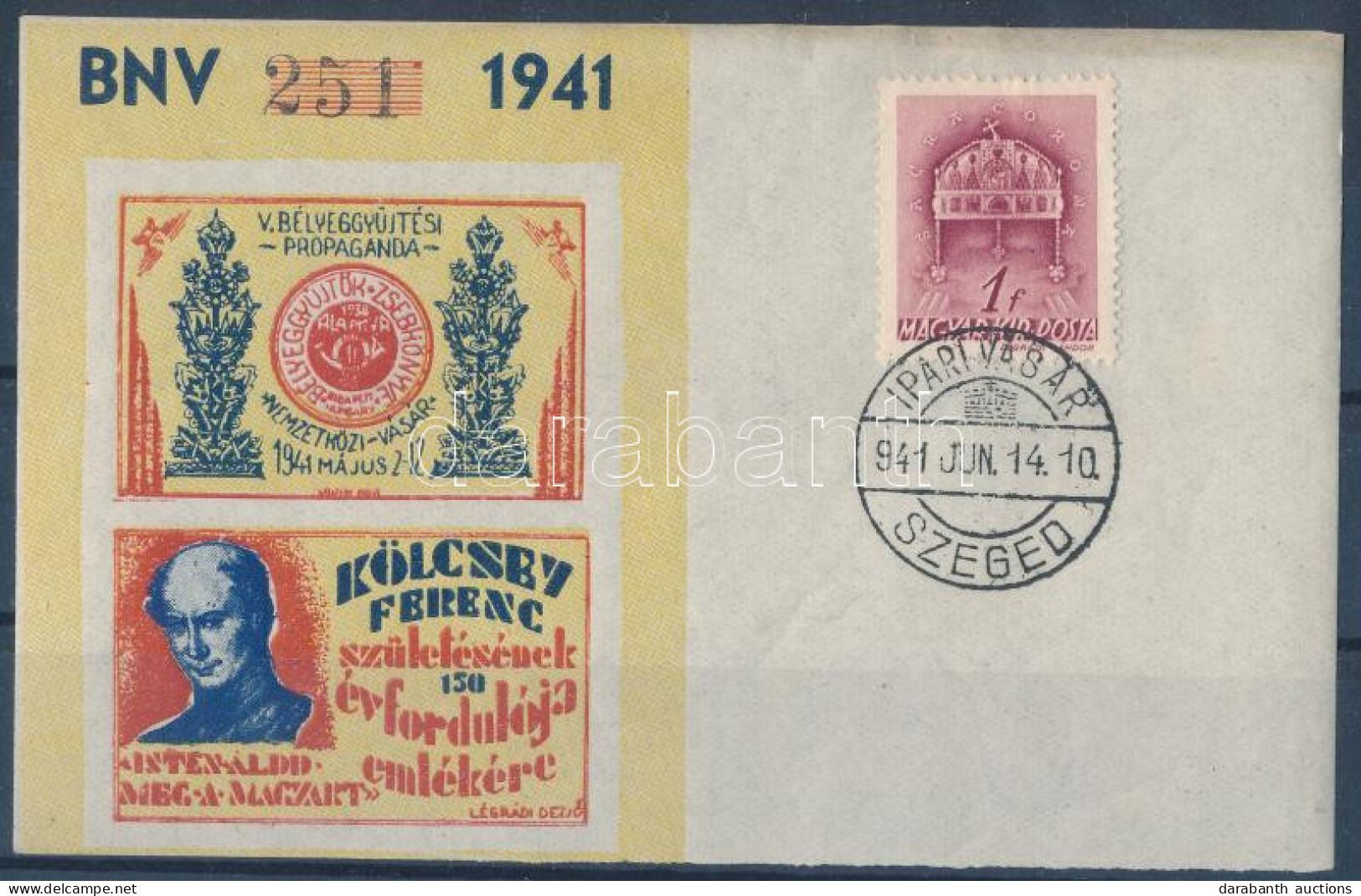 O 1941/6bb Kölcsey II. Emlékív Bélyegzéssel (10.000) / Souvenir Sheet - Autres & Non Classés