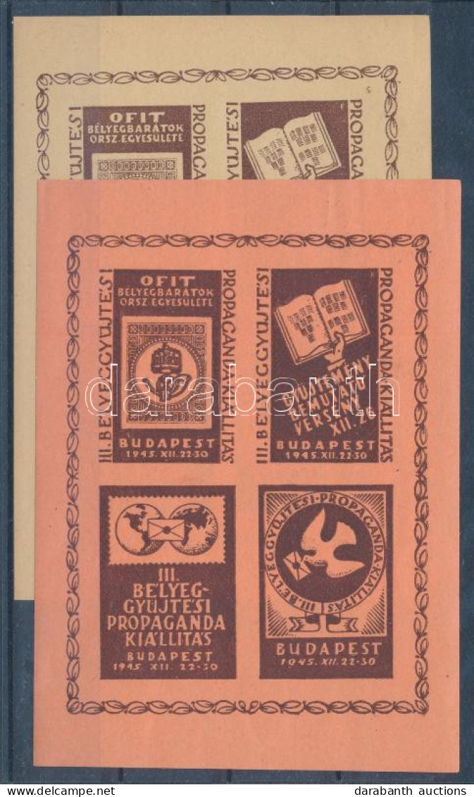 ** 1945/1b+1g III. Bélyeggyűjtési Propaganda Kiállítás Emlékív Pár (8.000) / Souvenir Sheet Pair - Andere & Zonder Classificatie