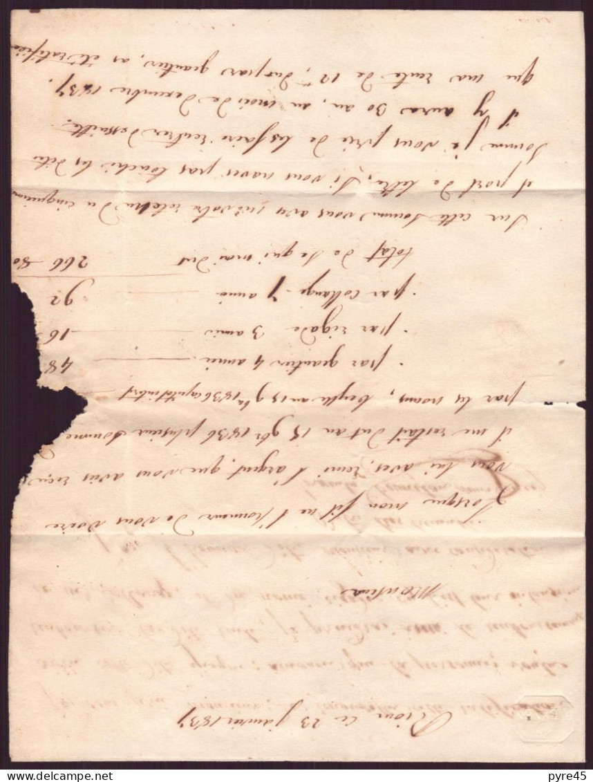 Lettre Manuscrite Du 23 Janvier 1837 De Riom Pour Issoire - Manoscritti