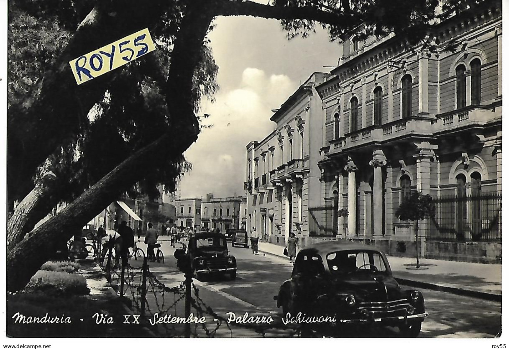 Puglia-taranto-manduria Via Xx Settembre Palazzo Schiavoni Auto Epoca Veduta Animata Anni 60 - Otros & Sin Clasificación