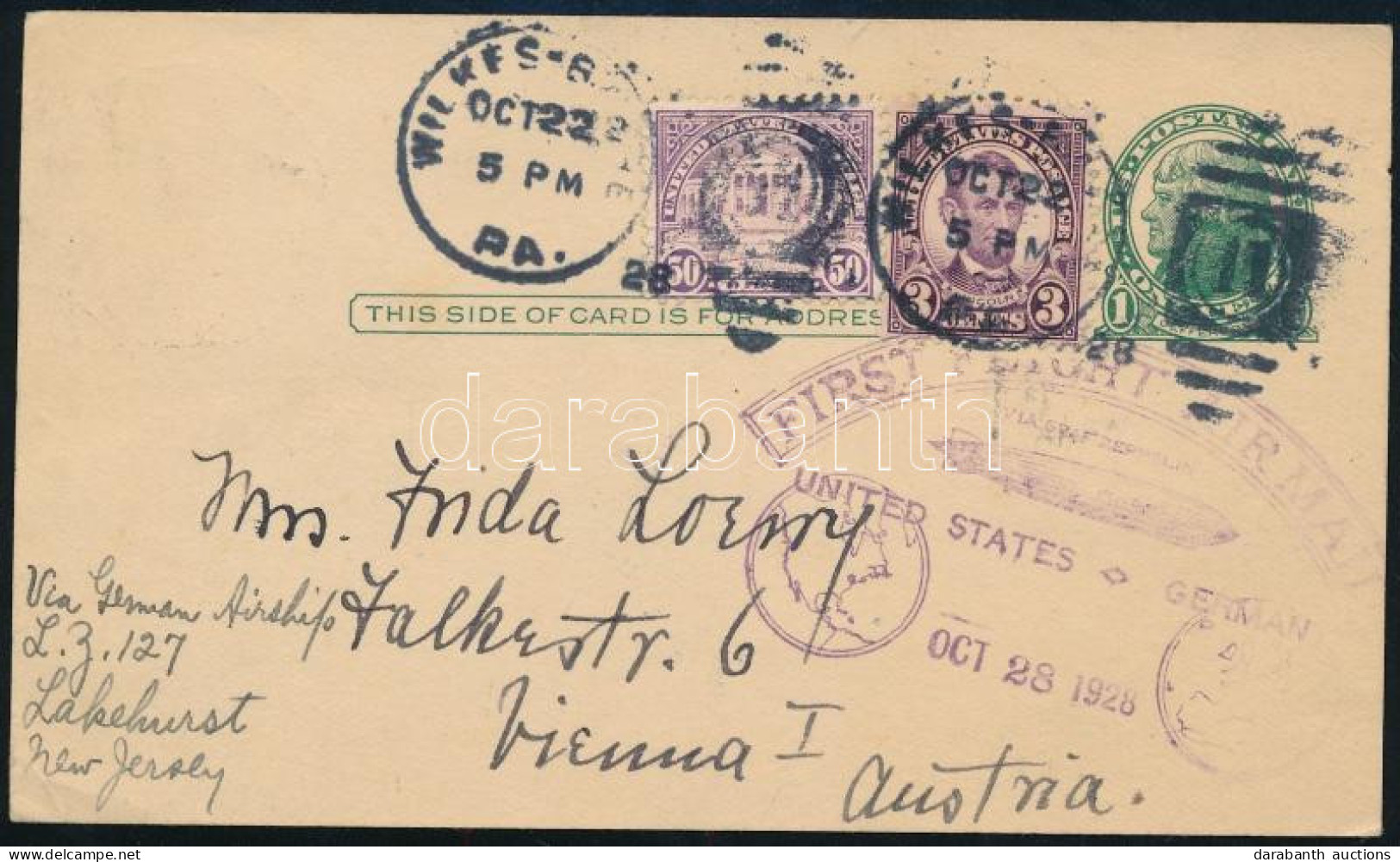 1928 Zeppelin Első Repülés Levelezőlap Bécsbe / Zeppelin First Flight Cover To Vienna - Autres & Non Classés