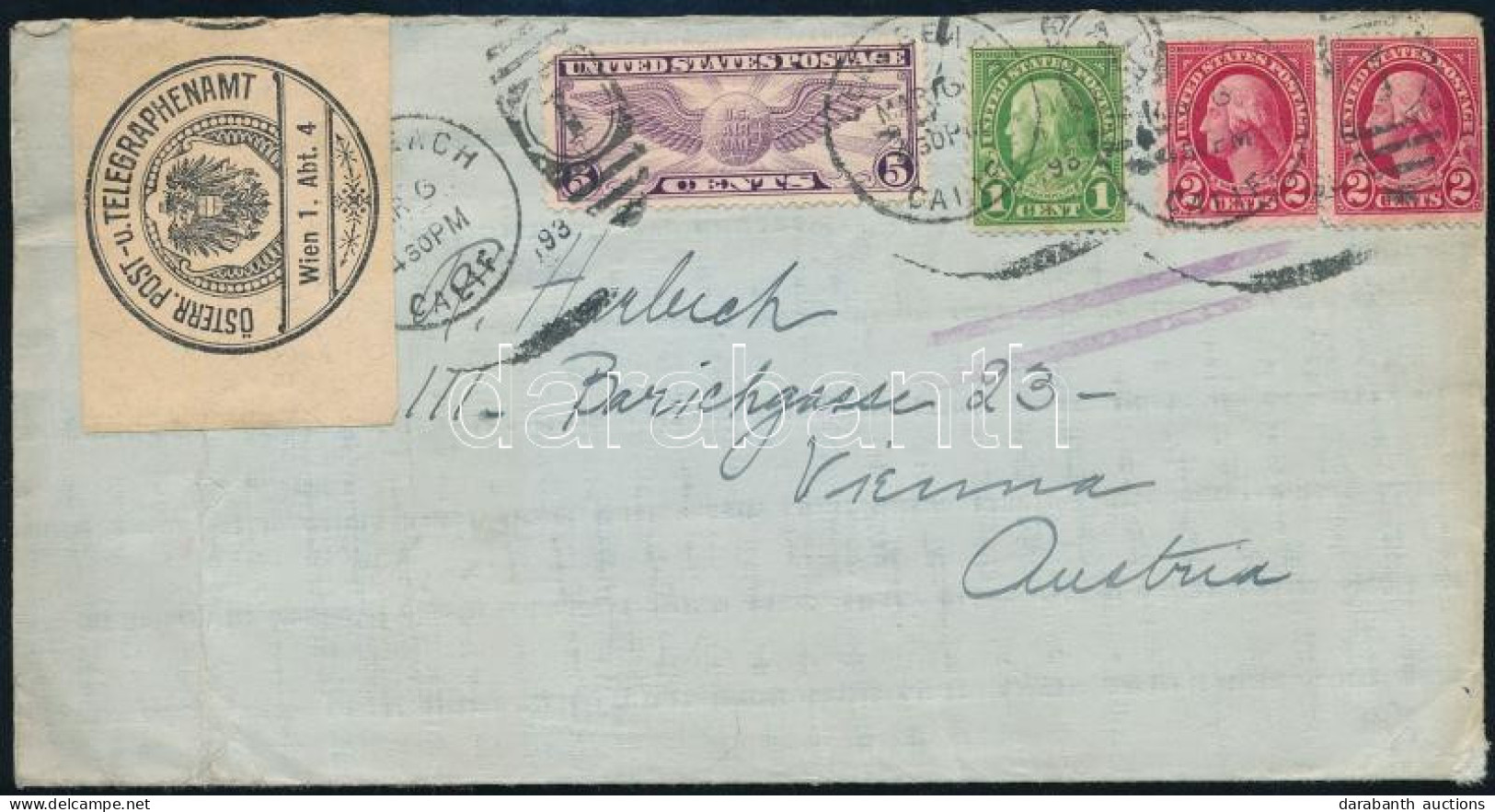 1930 Levél Bécsbe 4 Bélyeggel, Távirat Címkével / Cover To Vienna With 4 Stamps - Other & Unclassified