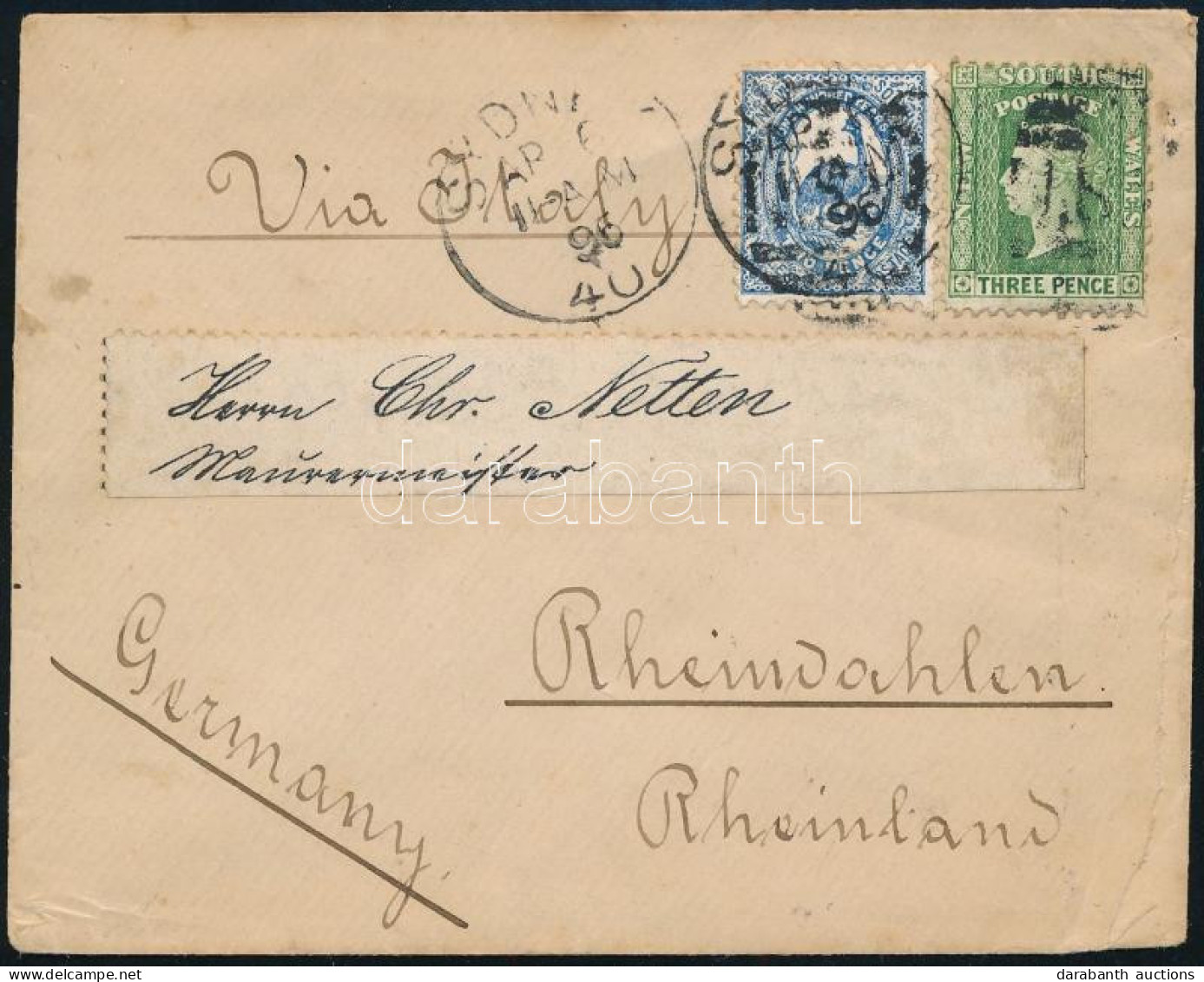 Új-Dél Wales 1895 Levél / New South Wales 1895 Cover To Germany - Other & Unclassified