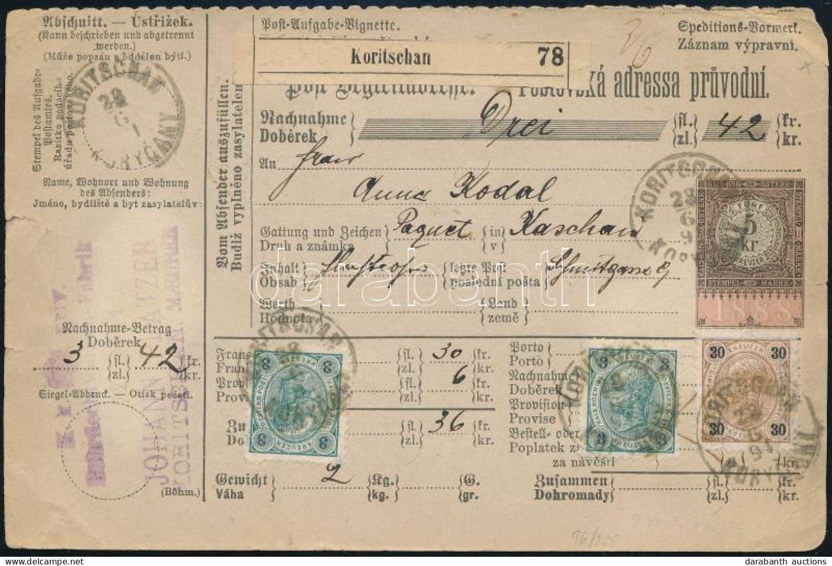 1894 Teljes Csomagszállító / Complete Parcel Card - Autres & Non Classés